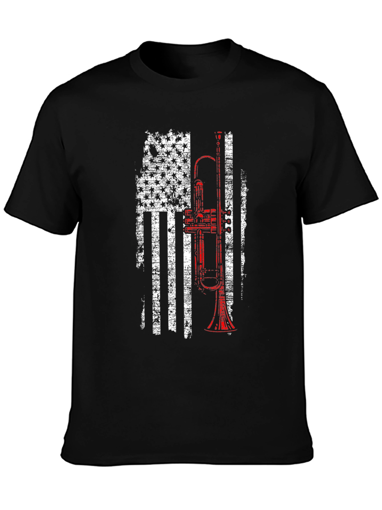Trumpet American Flag Patriotic T-Shirt