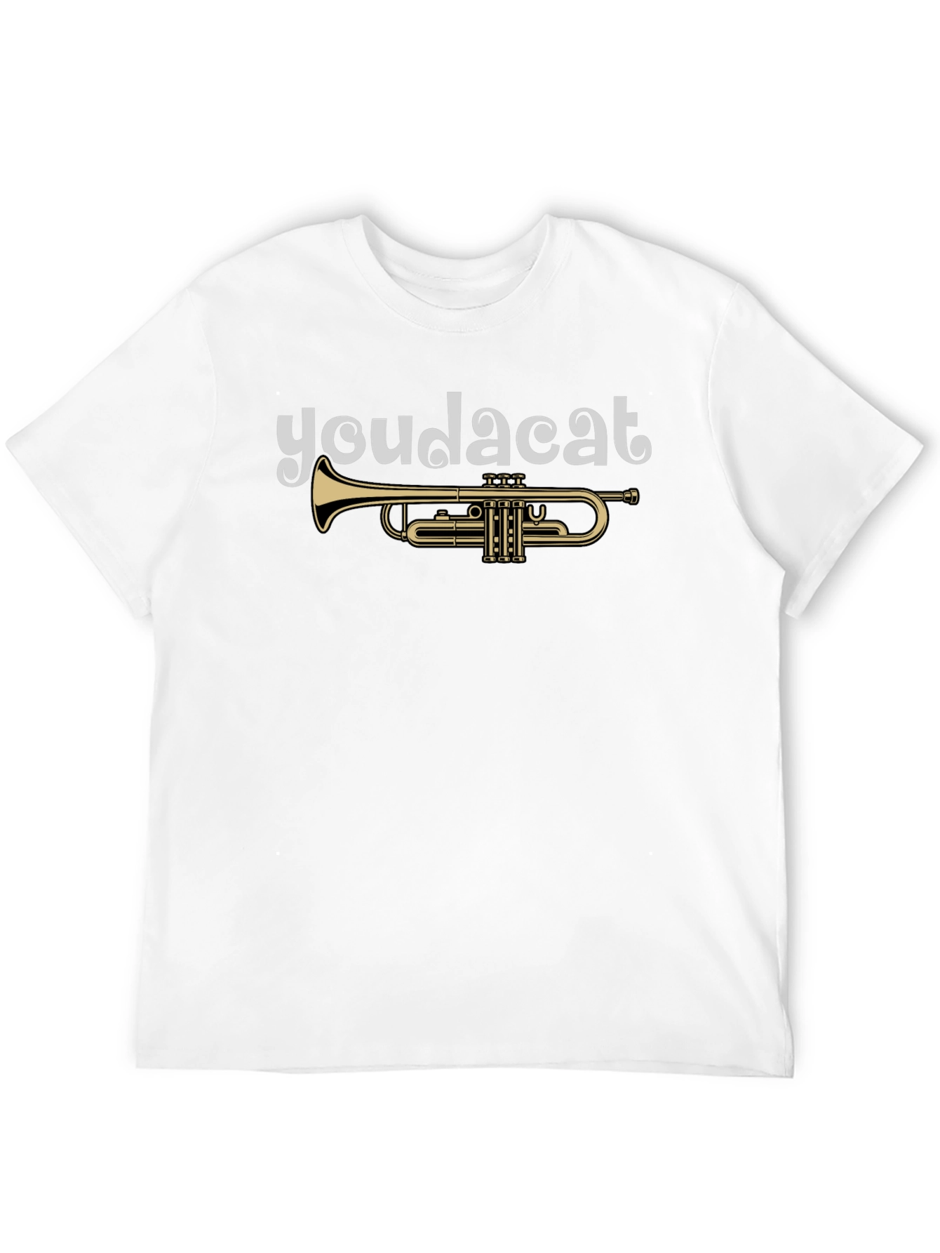 Youda Cat Trumpet Graphic Tee - Black Cotton T-Shirt
