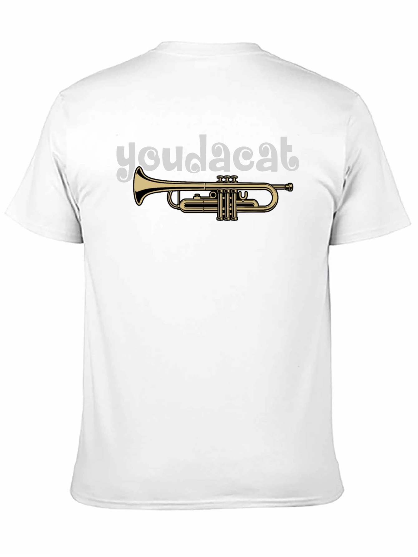 Youda Cat Trumpet Graphic Tee - Black Cotton T-Shirt
