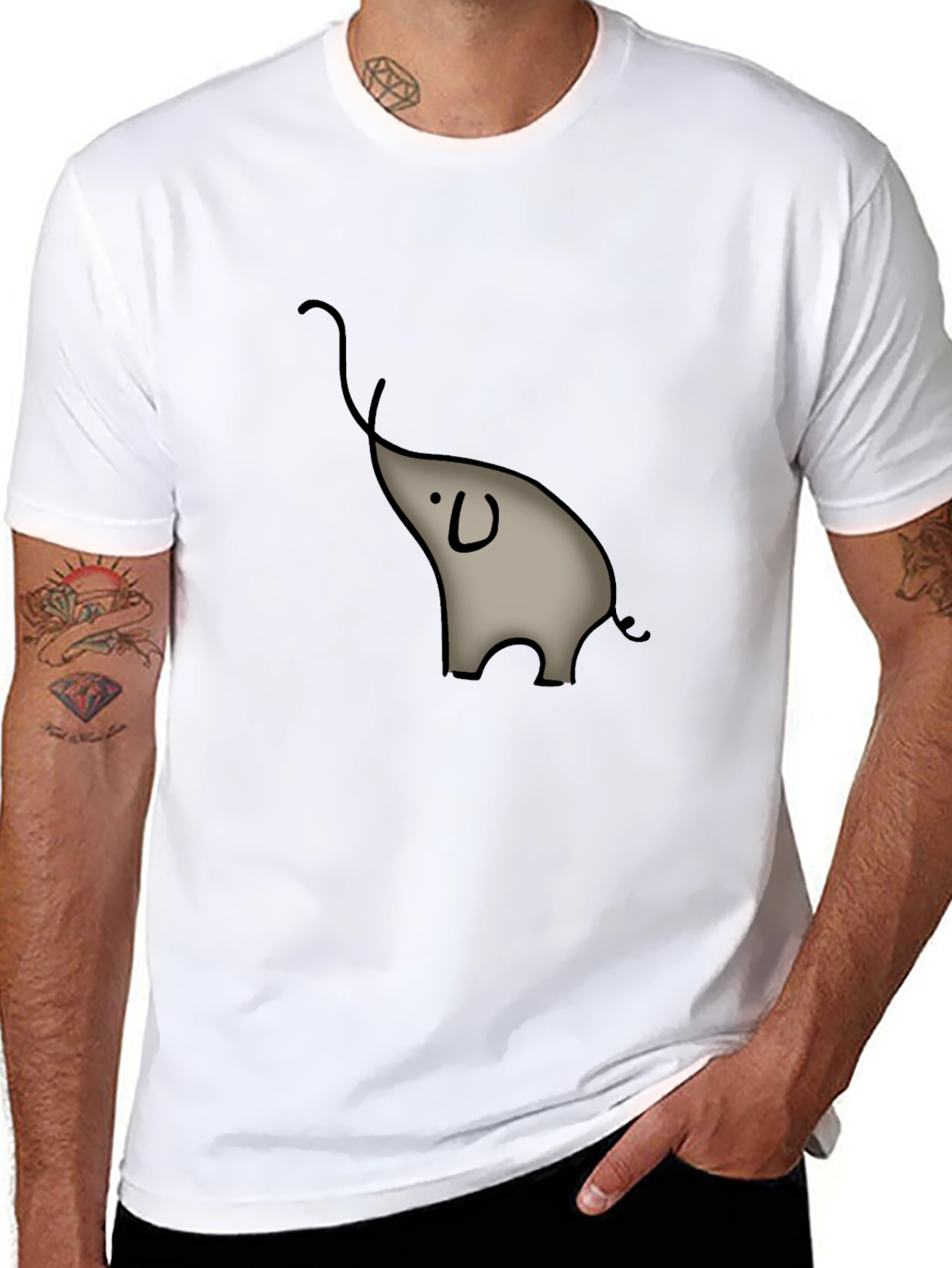 Elephant Graphic Tee - Casual Black T-Shirt