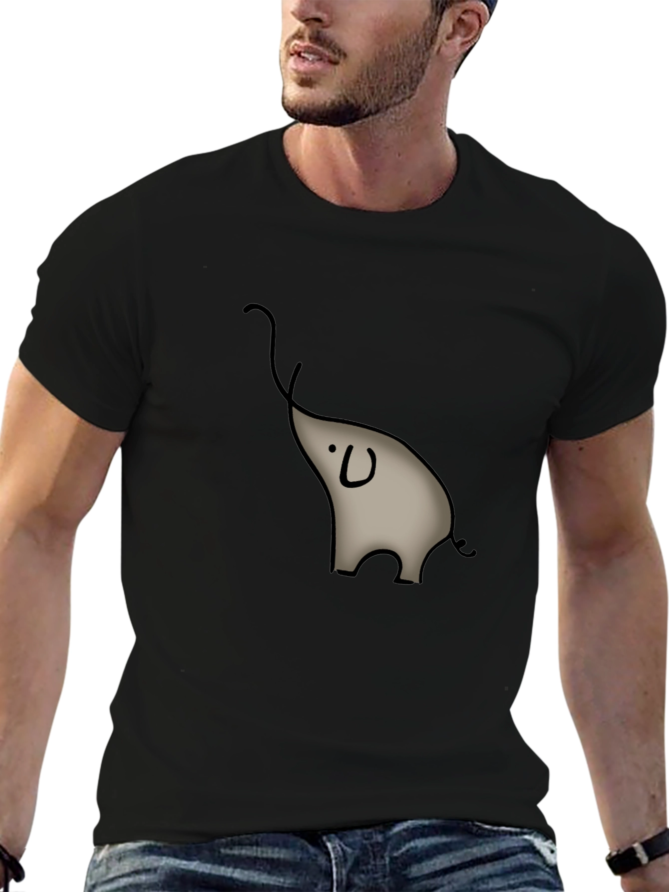 Elephant Graphic Tee - Casual Black T-Shirt