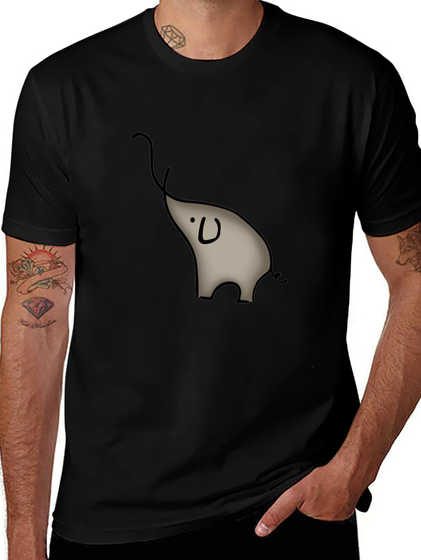 Elephant Graphic Tee - Casual Black T-Shirt