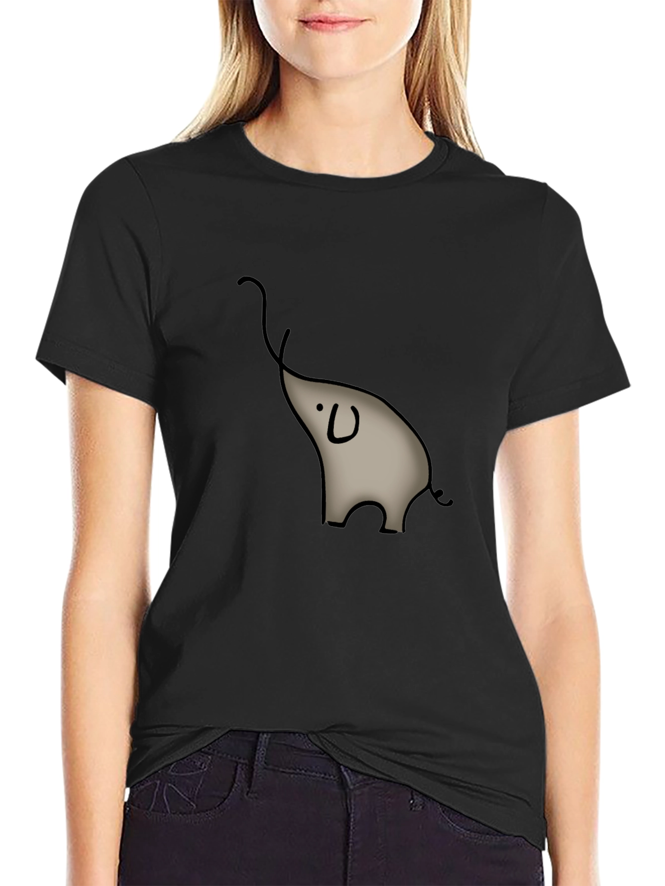 Elephant Graphic Tee - Casual Black T-Shirt