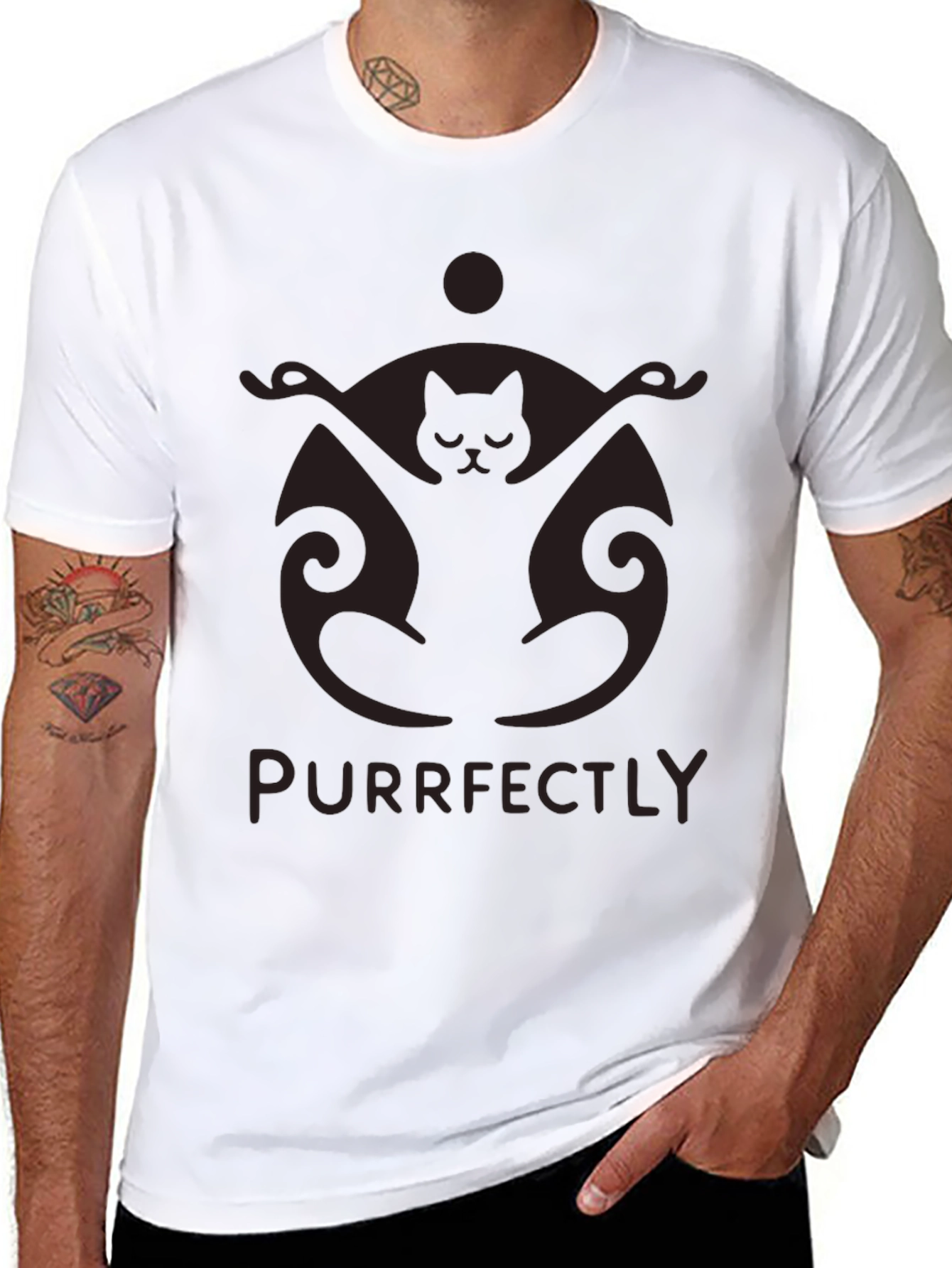 Purrfectly Meditating Cat T-Shirt - Yoga Zen