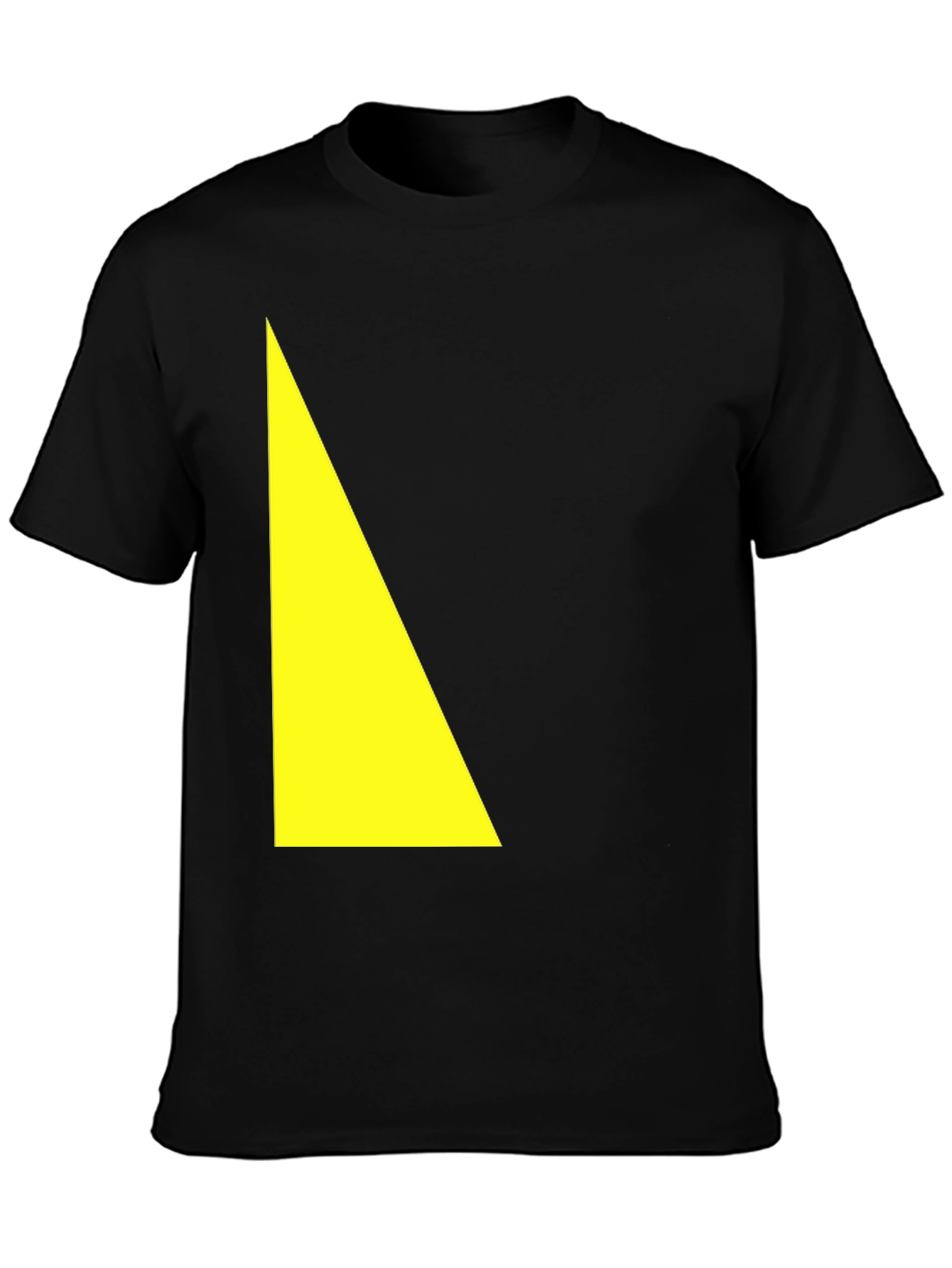 Modern Black Tee with Yellow Triangle Design