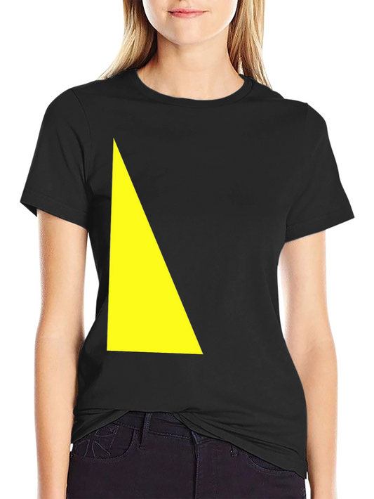 Modern Black Tee with Yellow Triangle Design