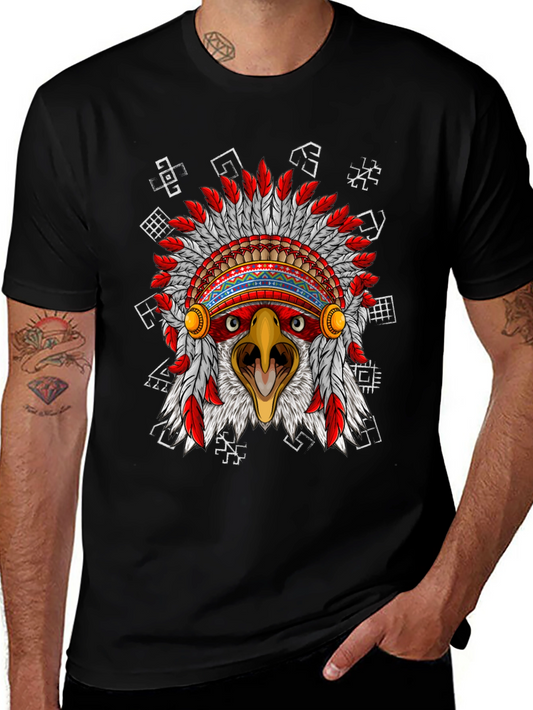 Eagle Headdress Graphic Black T-Shirt