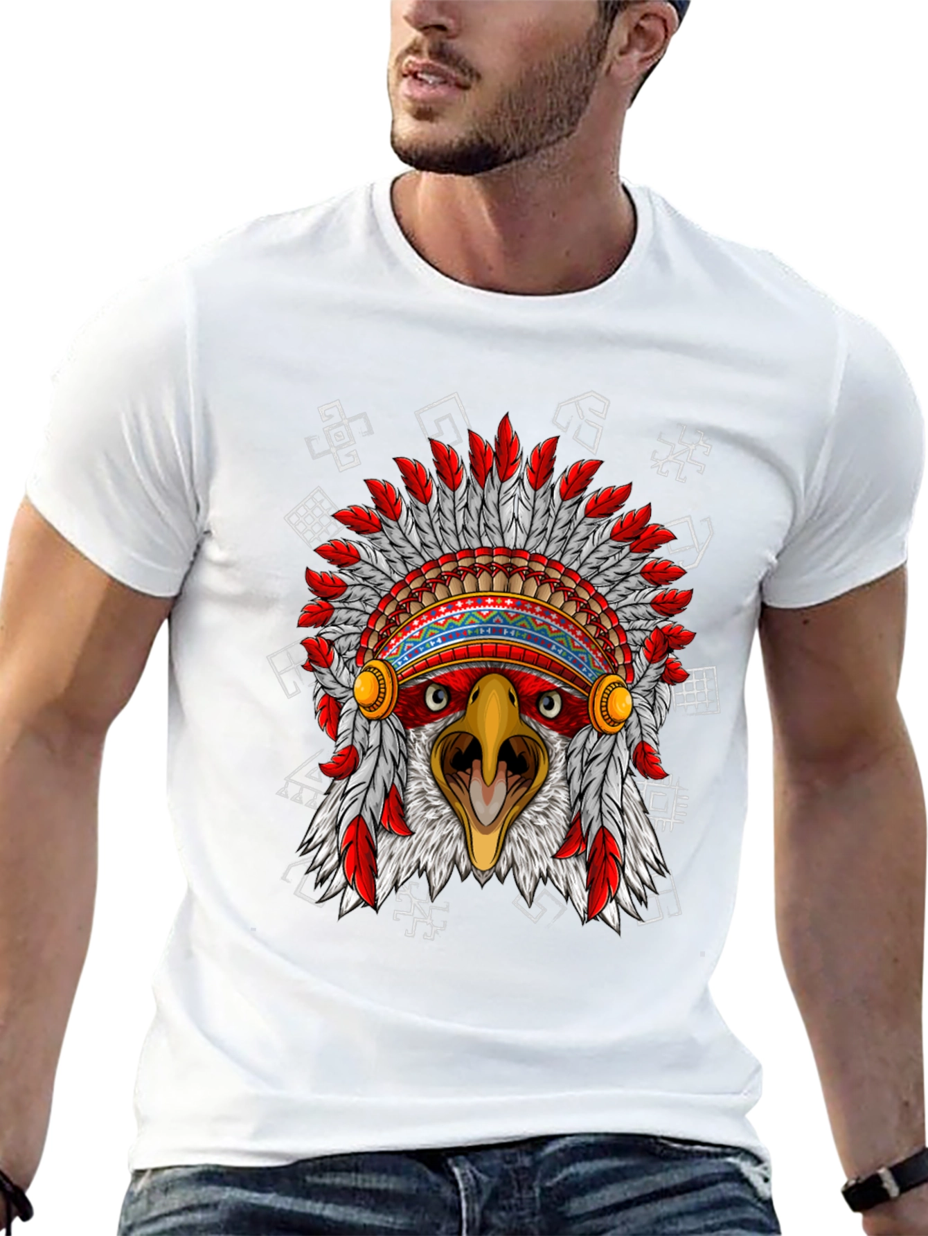 Eagle Headdress Graphic Black T-Shirt