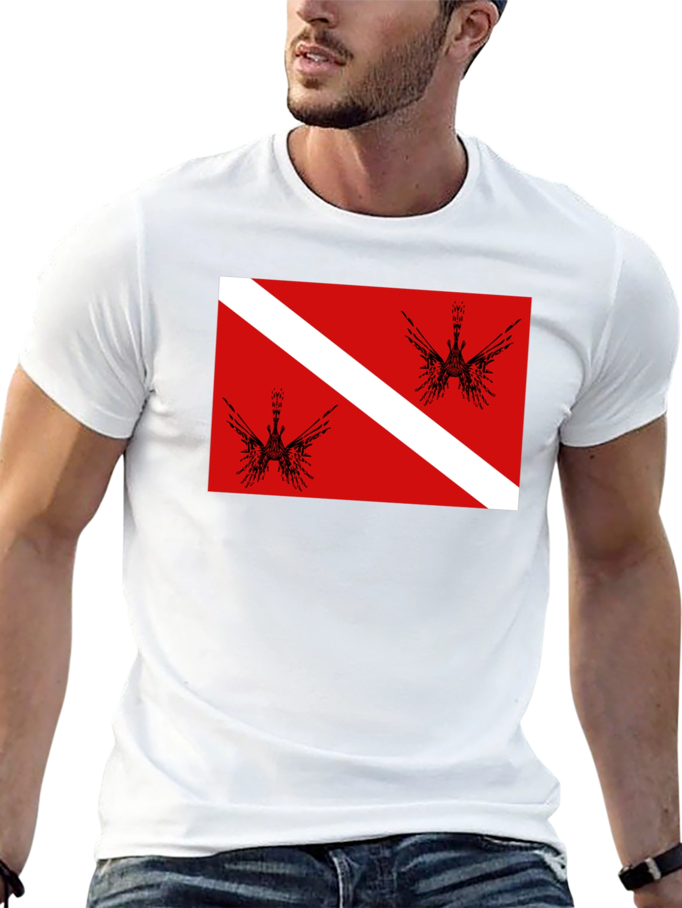 Diver Down Flag Graphic Tee - Black T-Shirt