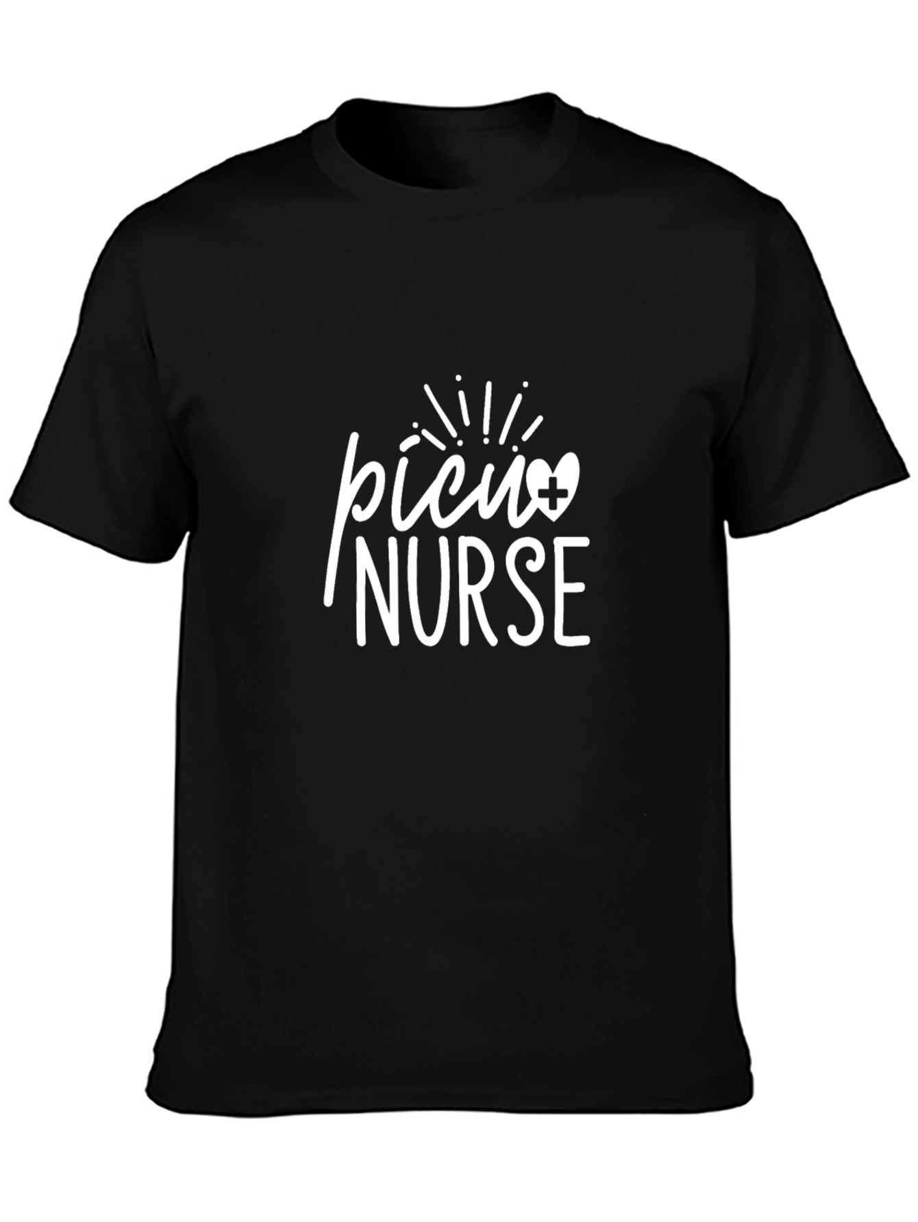 PICU Nurse Graphic Tee - Unisex Black Cotton T-Shirt