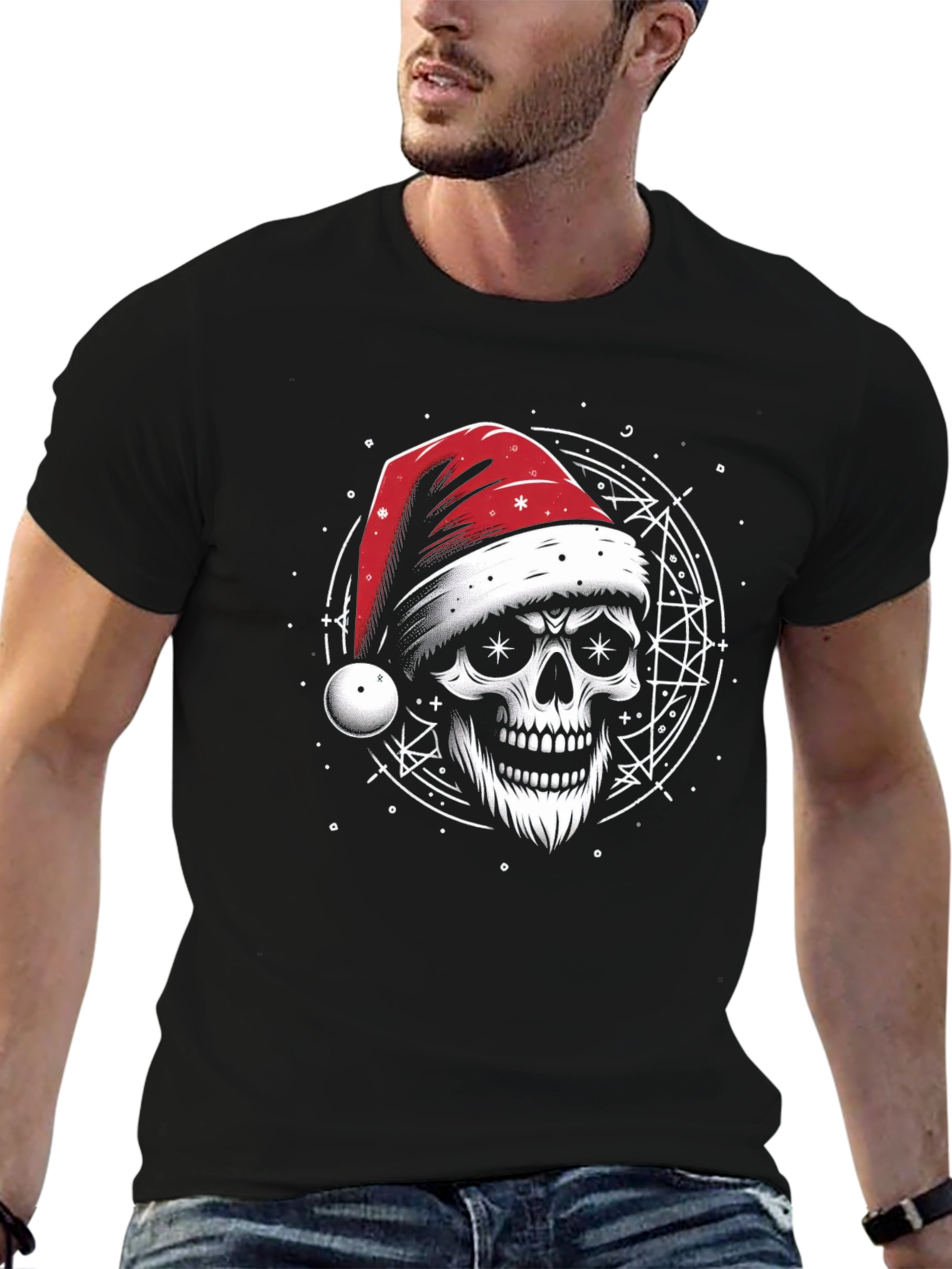 Skull Santa Hat T-Shirt - Holiday Style