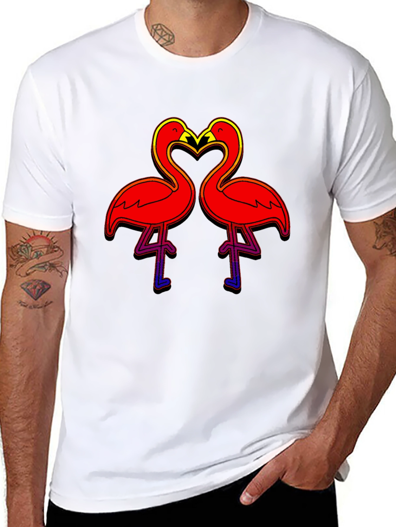 Flamingo Love Graphic T-Shirt - Bold Black Tee