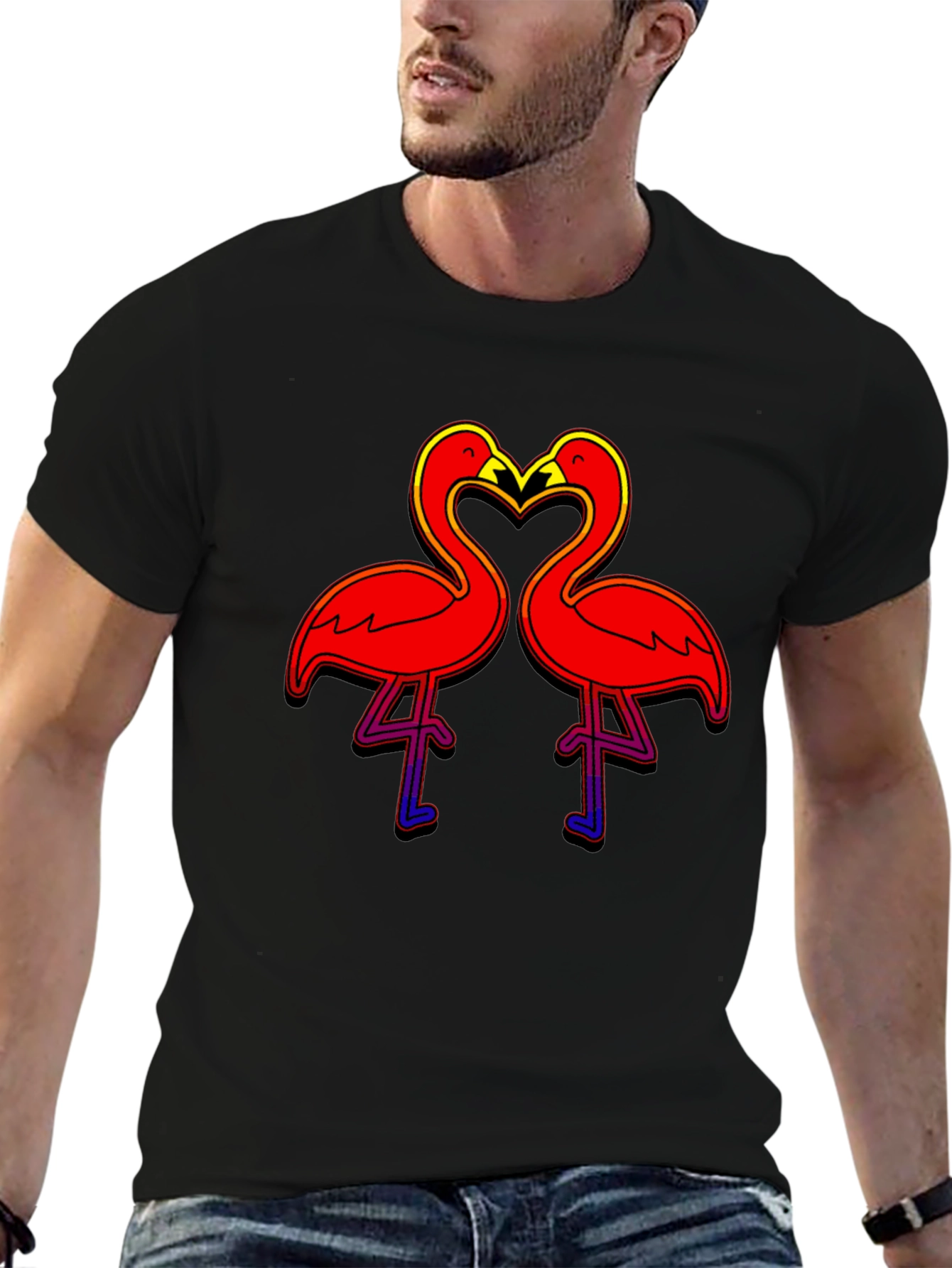 Flamingo Love Graphic T-Shirt - Bold Black Tee