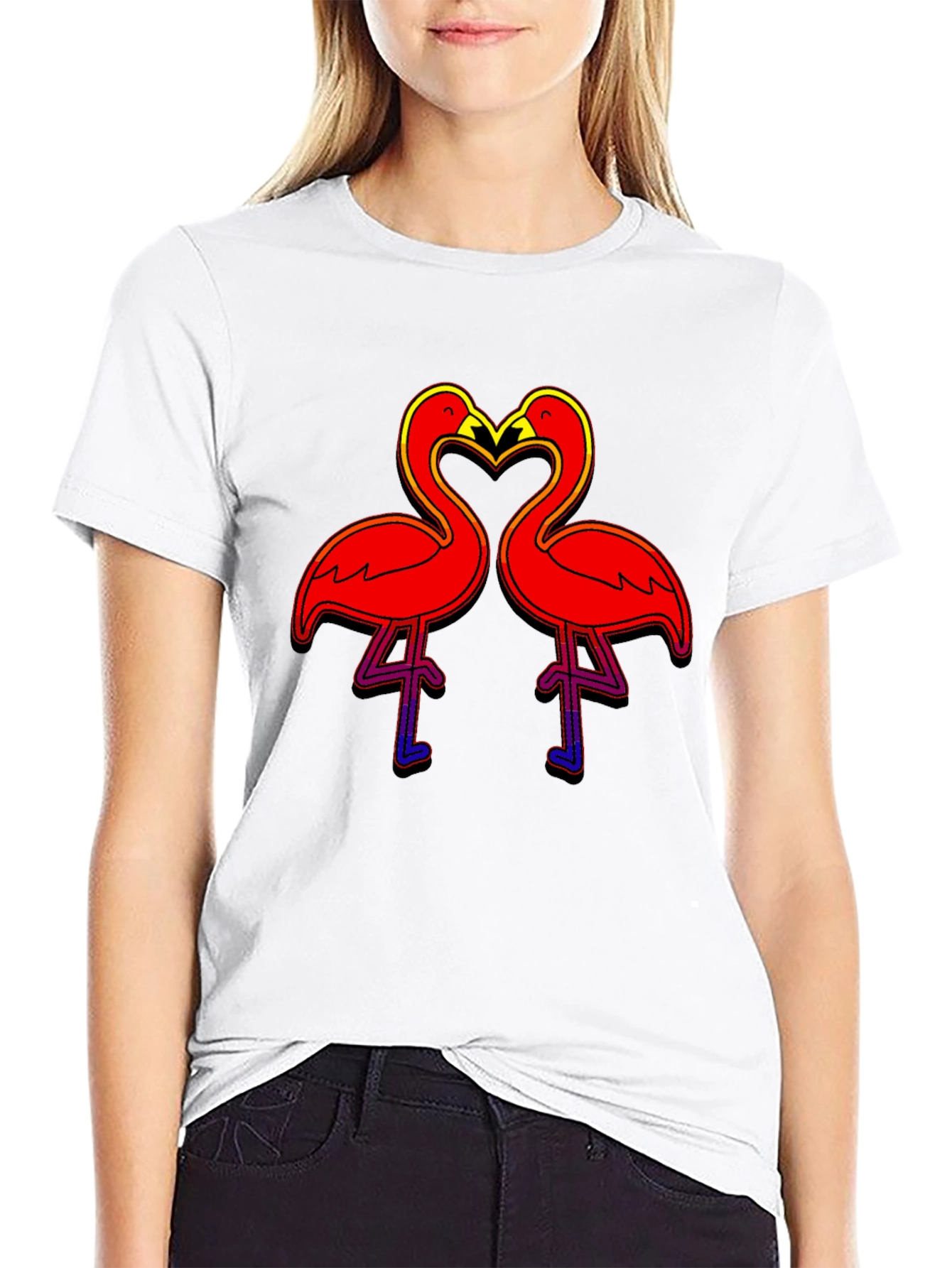 Flamingo Love Graphic T-Shirt - Bold Black Tee