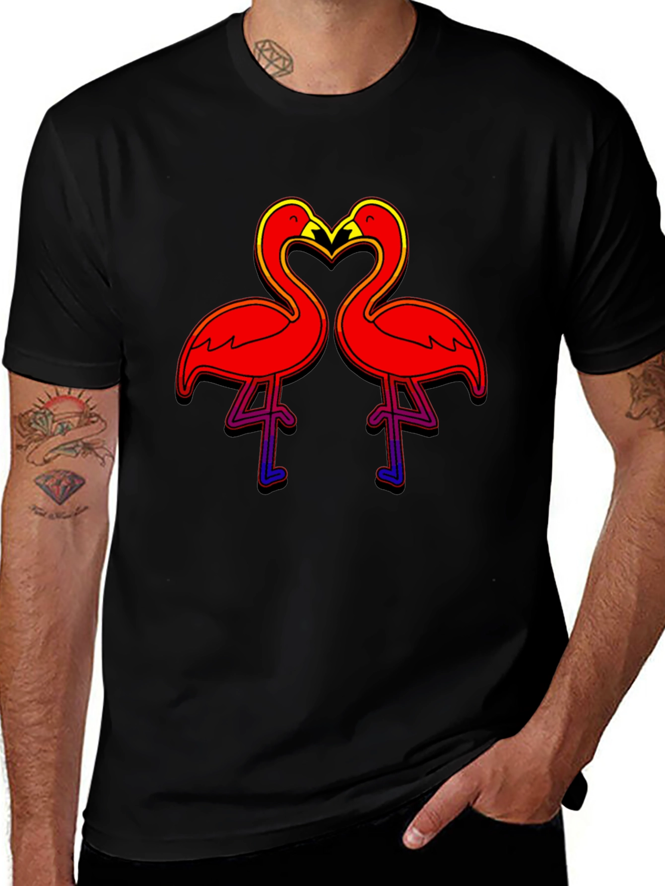Flamingo Love Graphic T-Shirt - Bold Black Tee