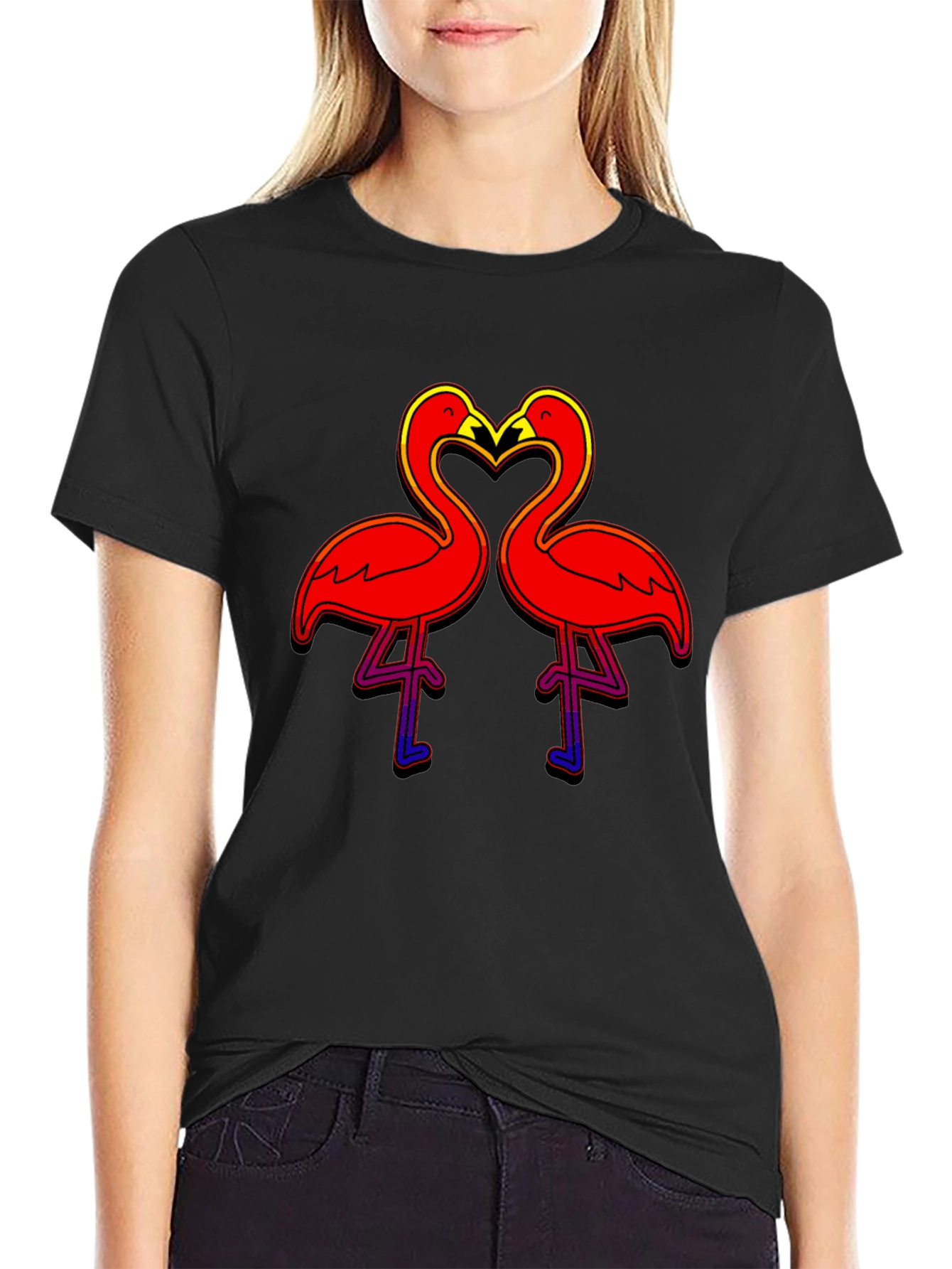 Flamingo Love Graphic T-Shirt - Bold Black Tee