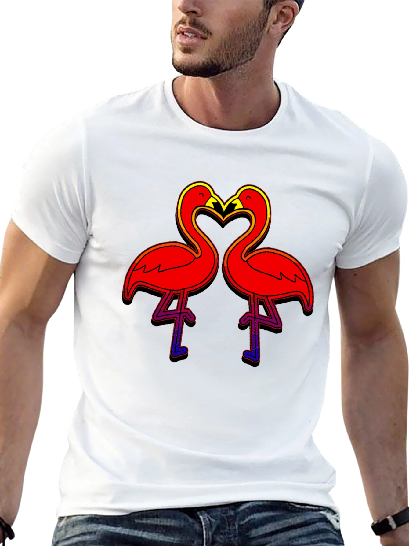 Flamingo Love Graphic T-Shirt - Bold Black Tee