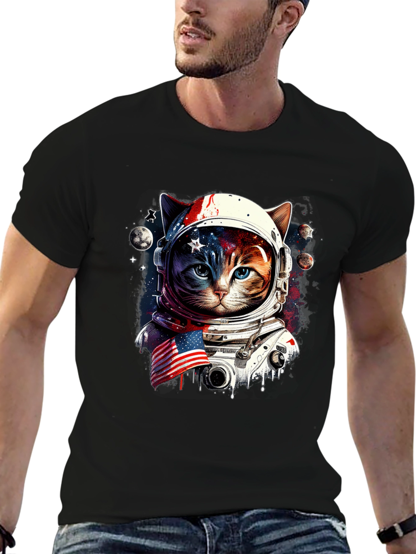 Astronaut Cat Graphic Tee