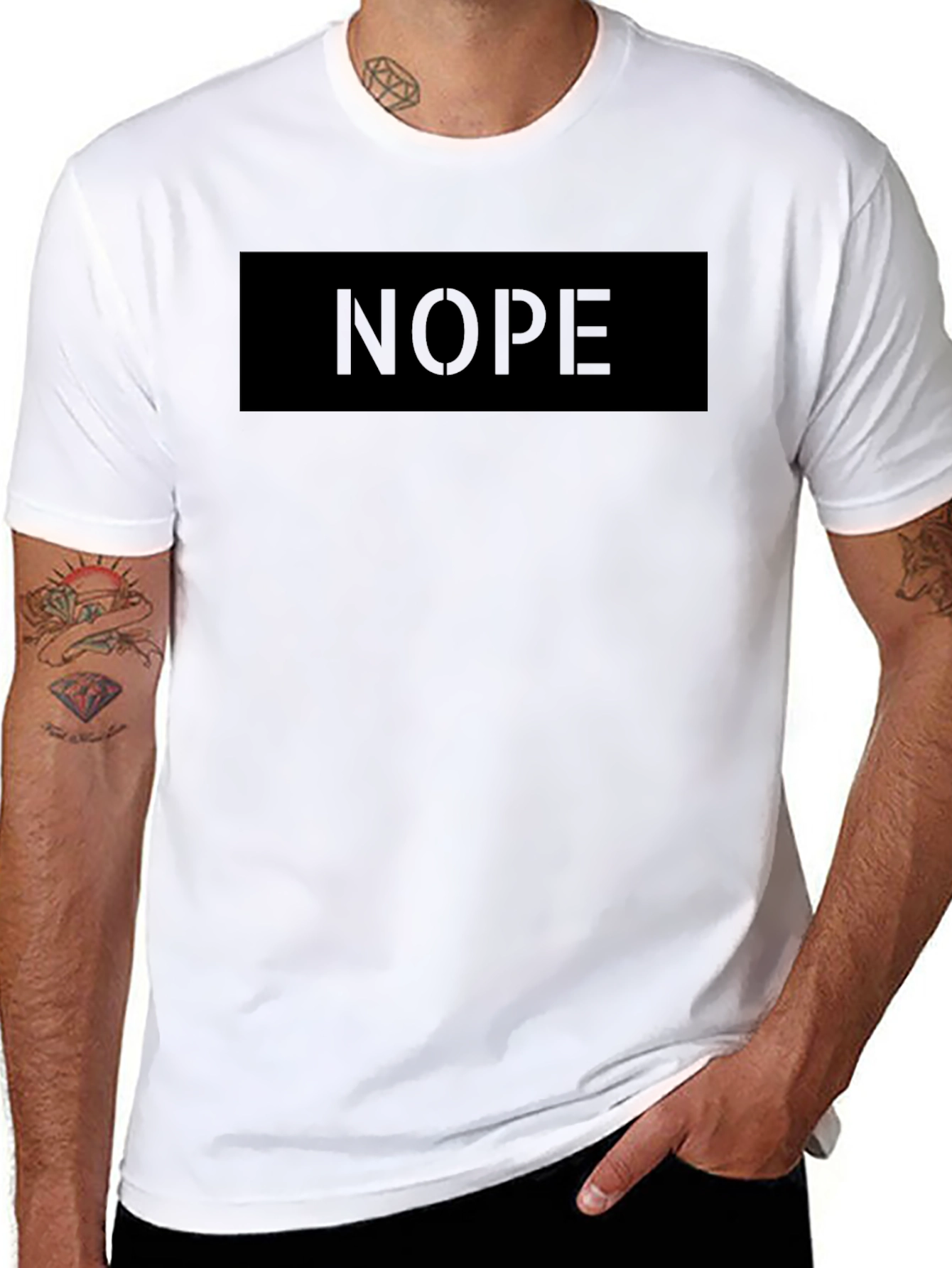 Nope Graphic Tee - Black Casual T-Shirt