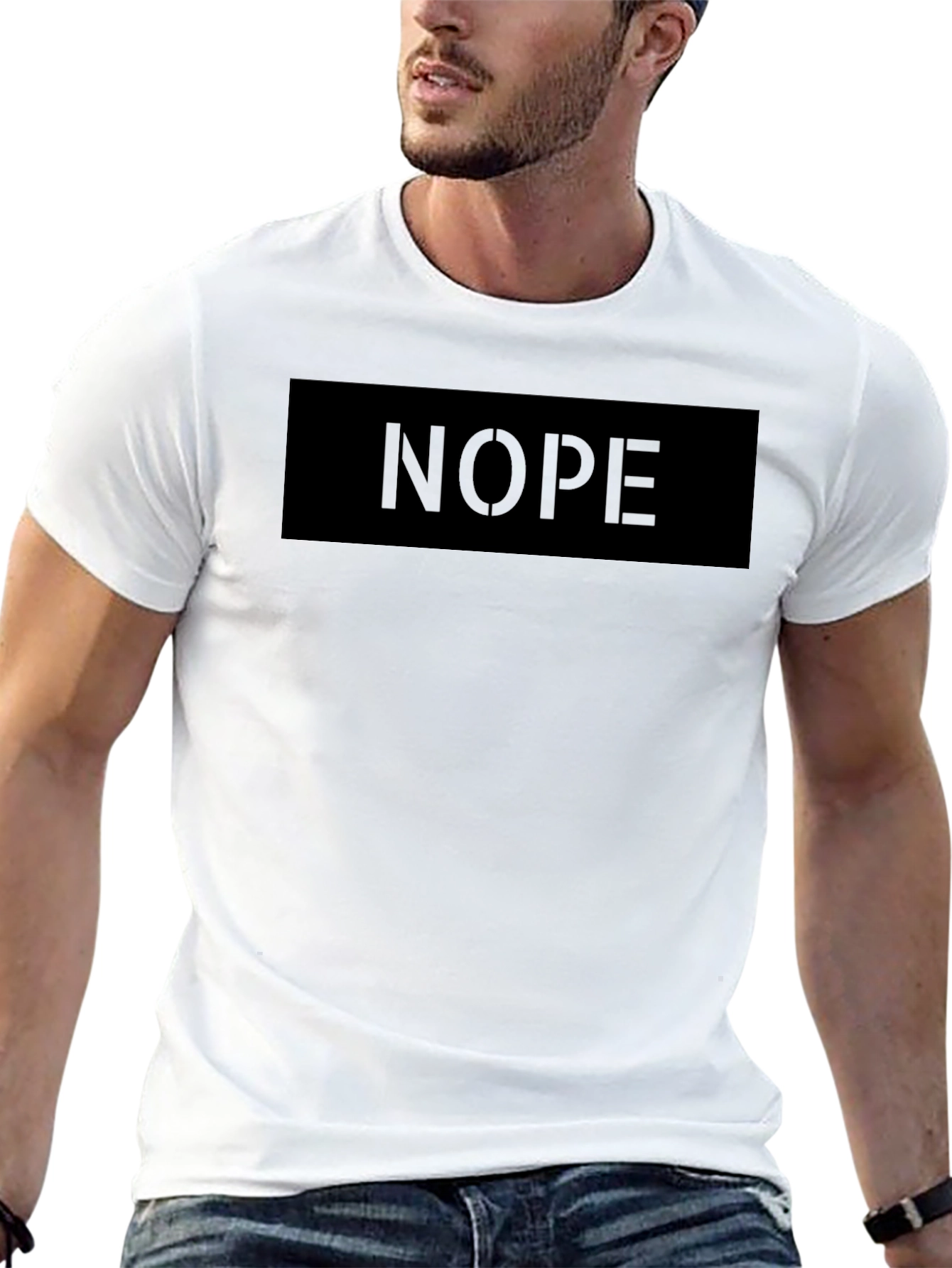 Nope Graphic Tee - Black Casual T-Shirt