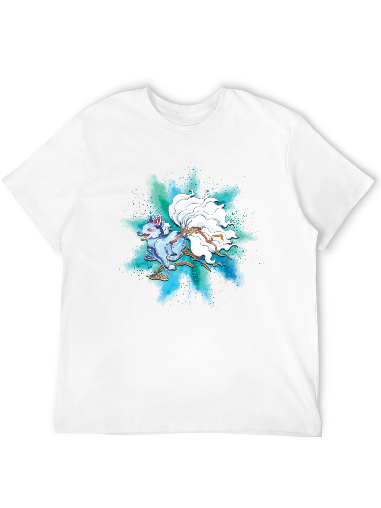 Nine-Tailed Fox Graphic Tee - Black Cotton T-Shirt