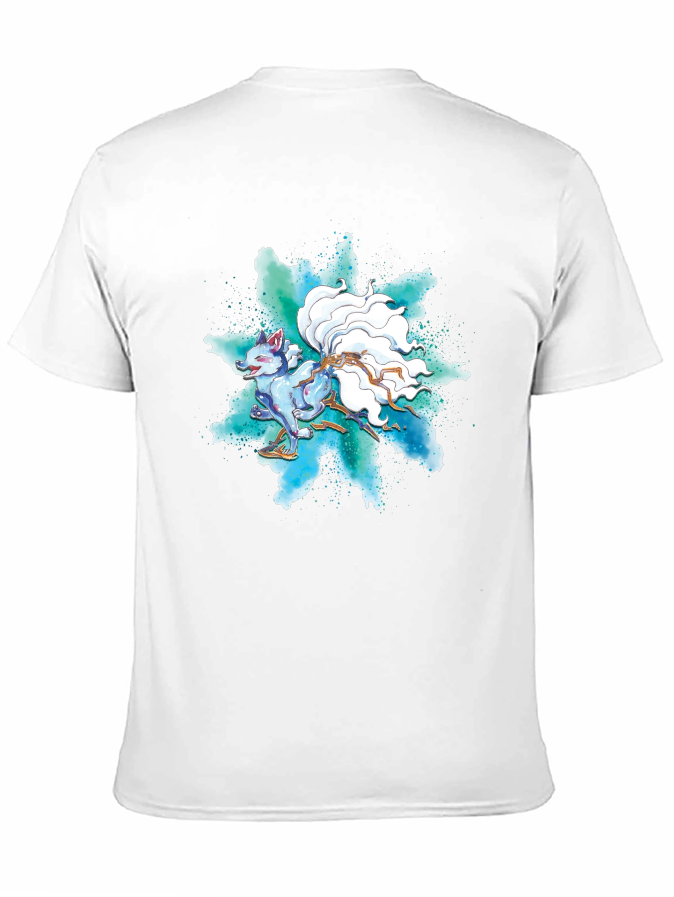Nine-Tailed Fox Graphic Tee - Black Cotton T-Shirt