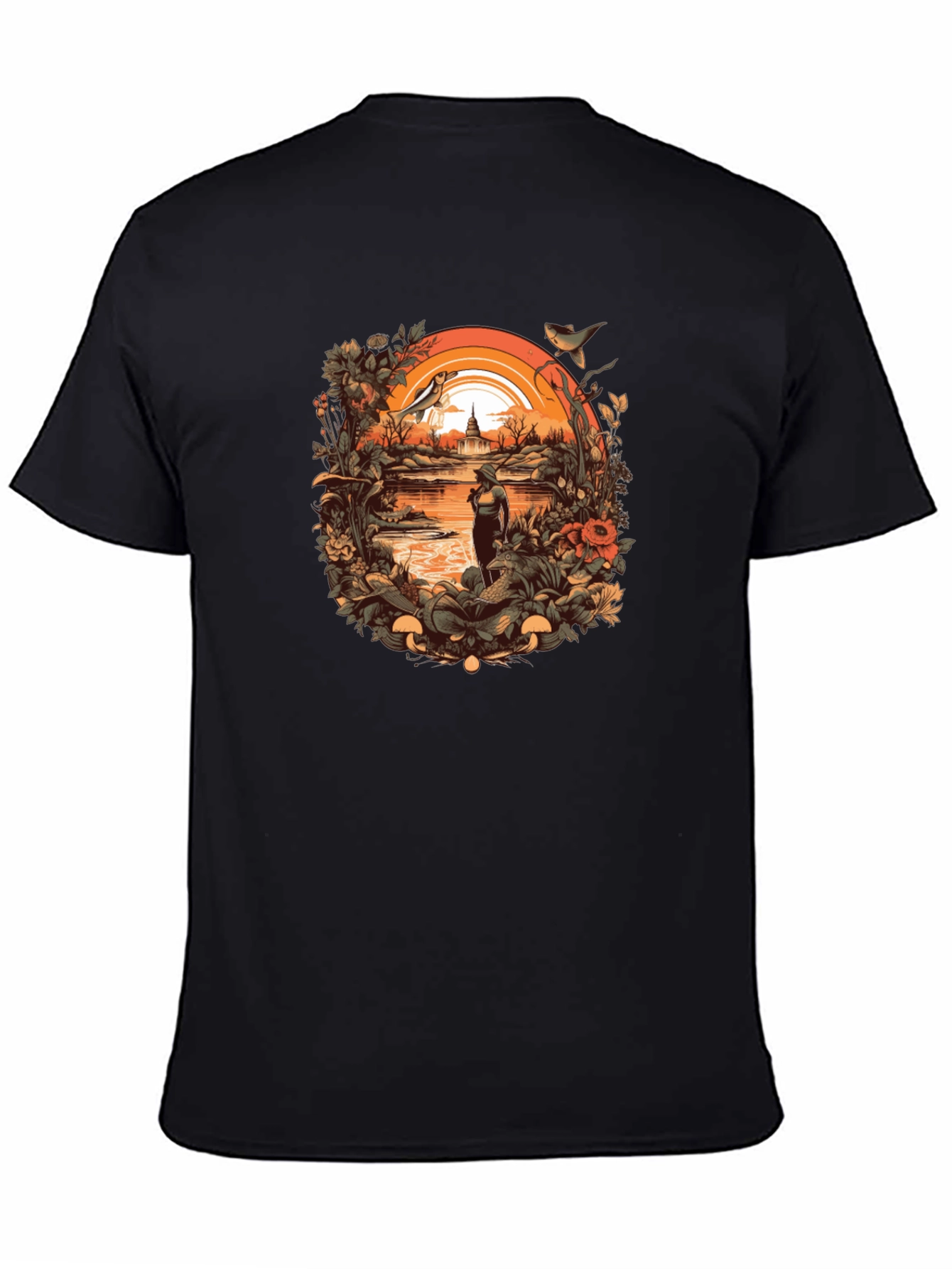 Nature Scene Graphic Tee - Unisex Black T-Shirt