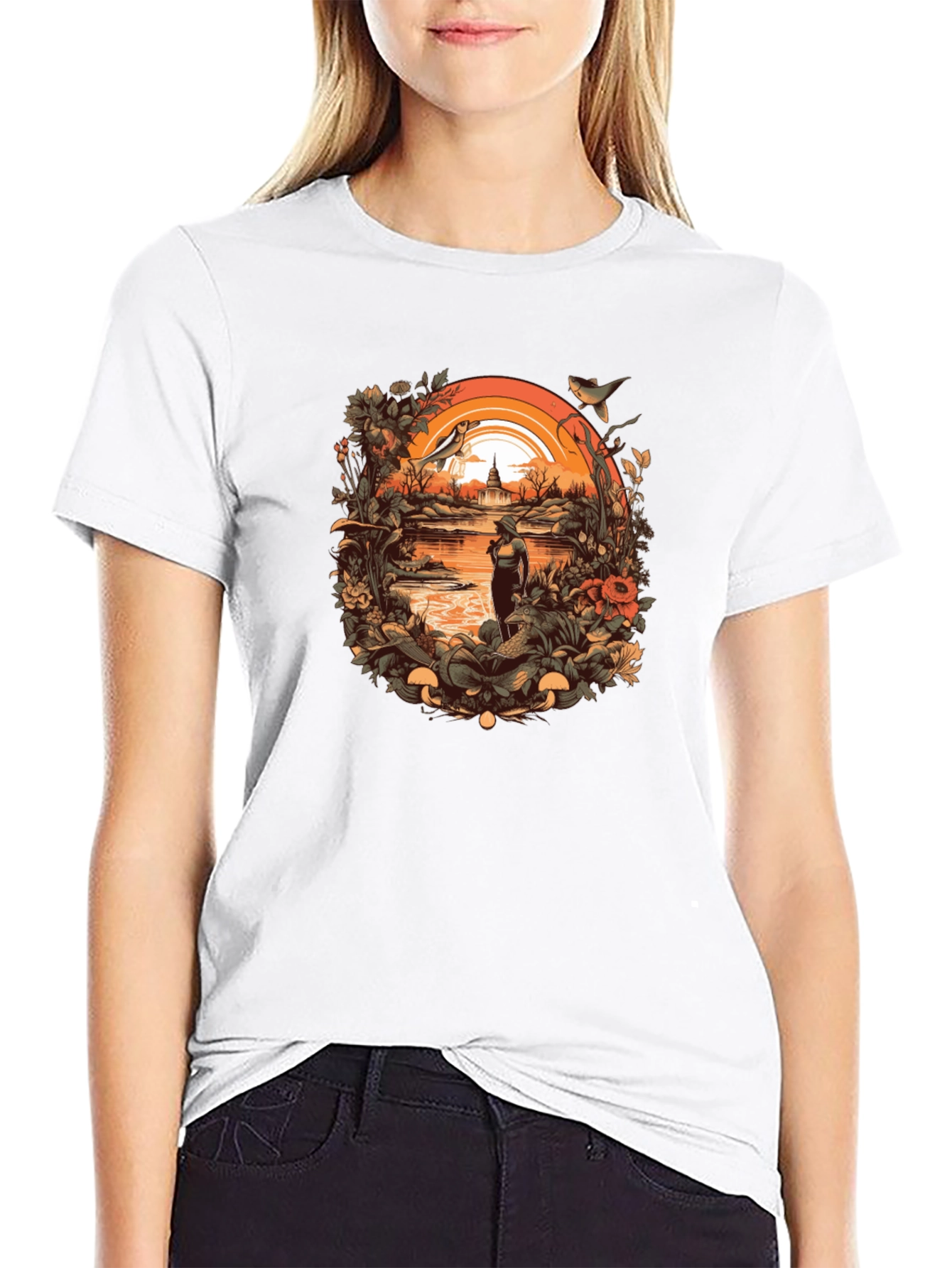 Nature Scene Graphic Tee - Unisex Black T-Shirt