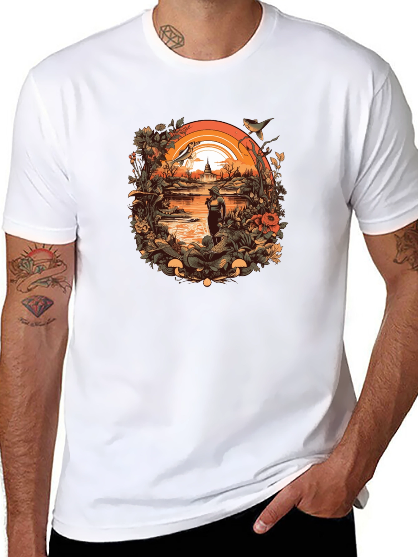 Nature Scene Graphic Tee - Unisex Black T-Shirt