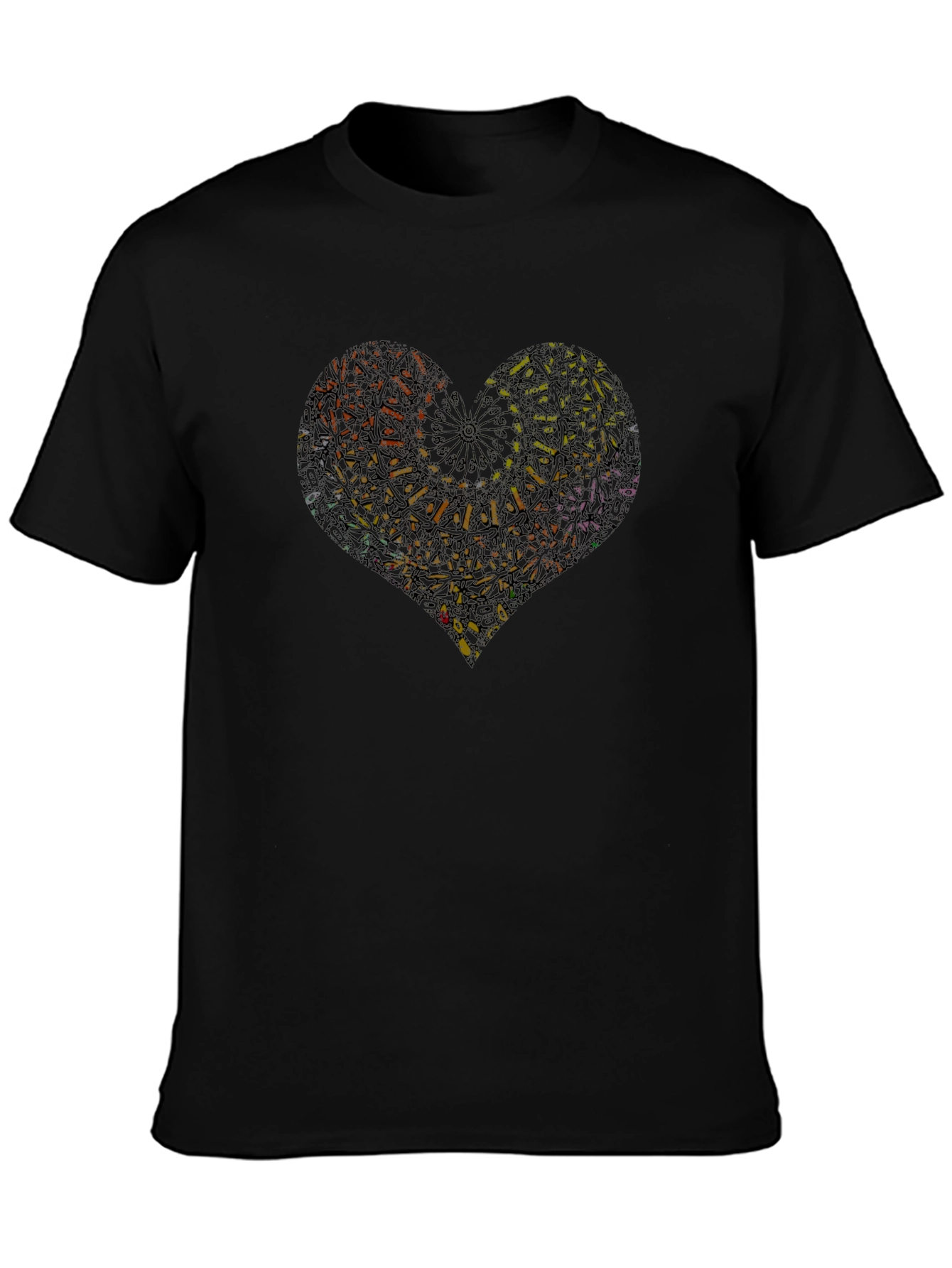 Abstract Heart Graphic Black T-Shirt