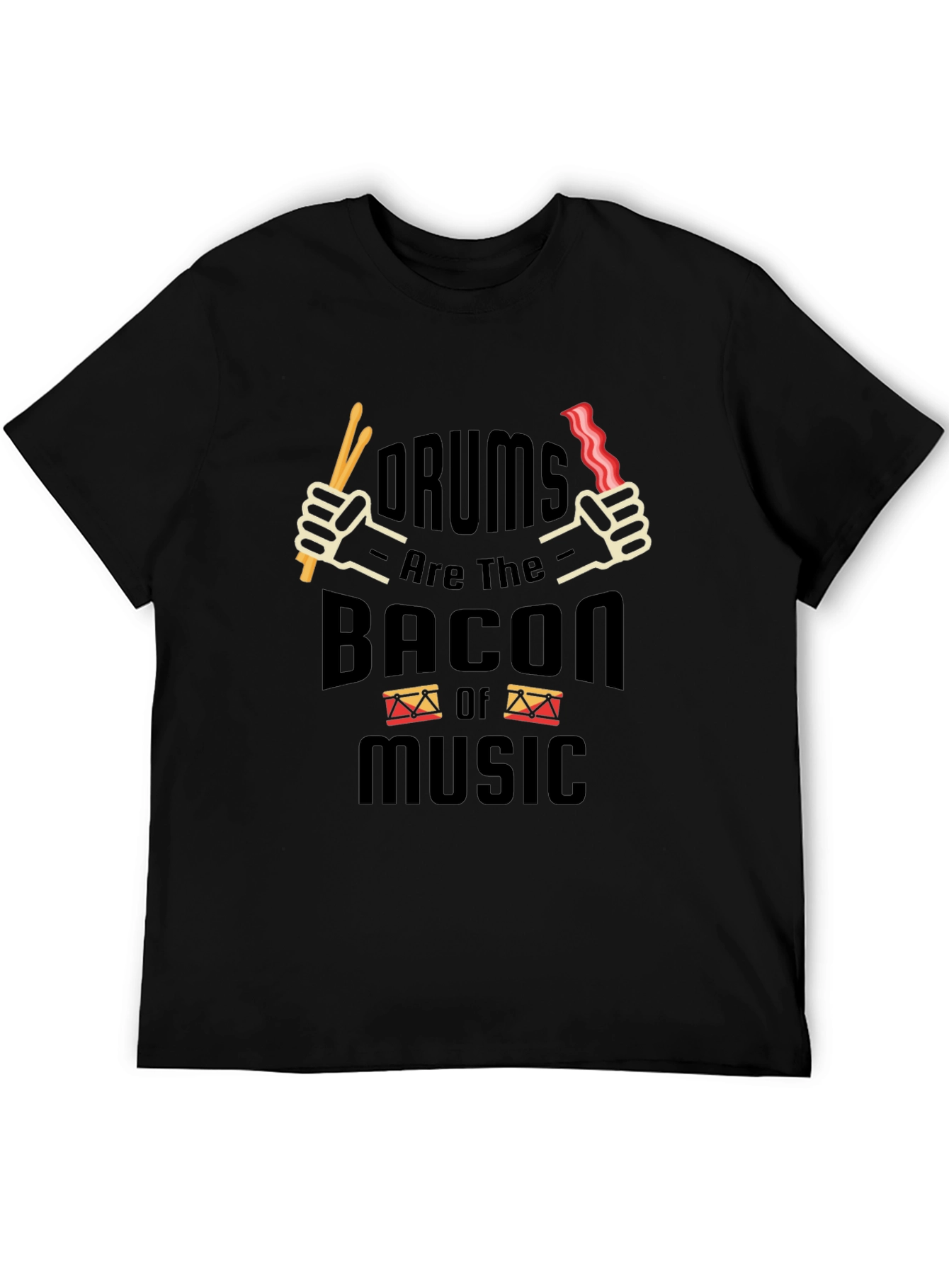 Drums Bacon Music T-Shirt Funny Musician Tee