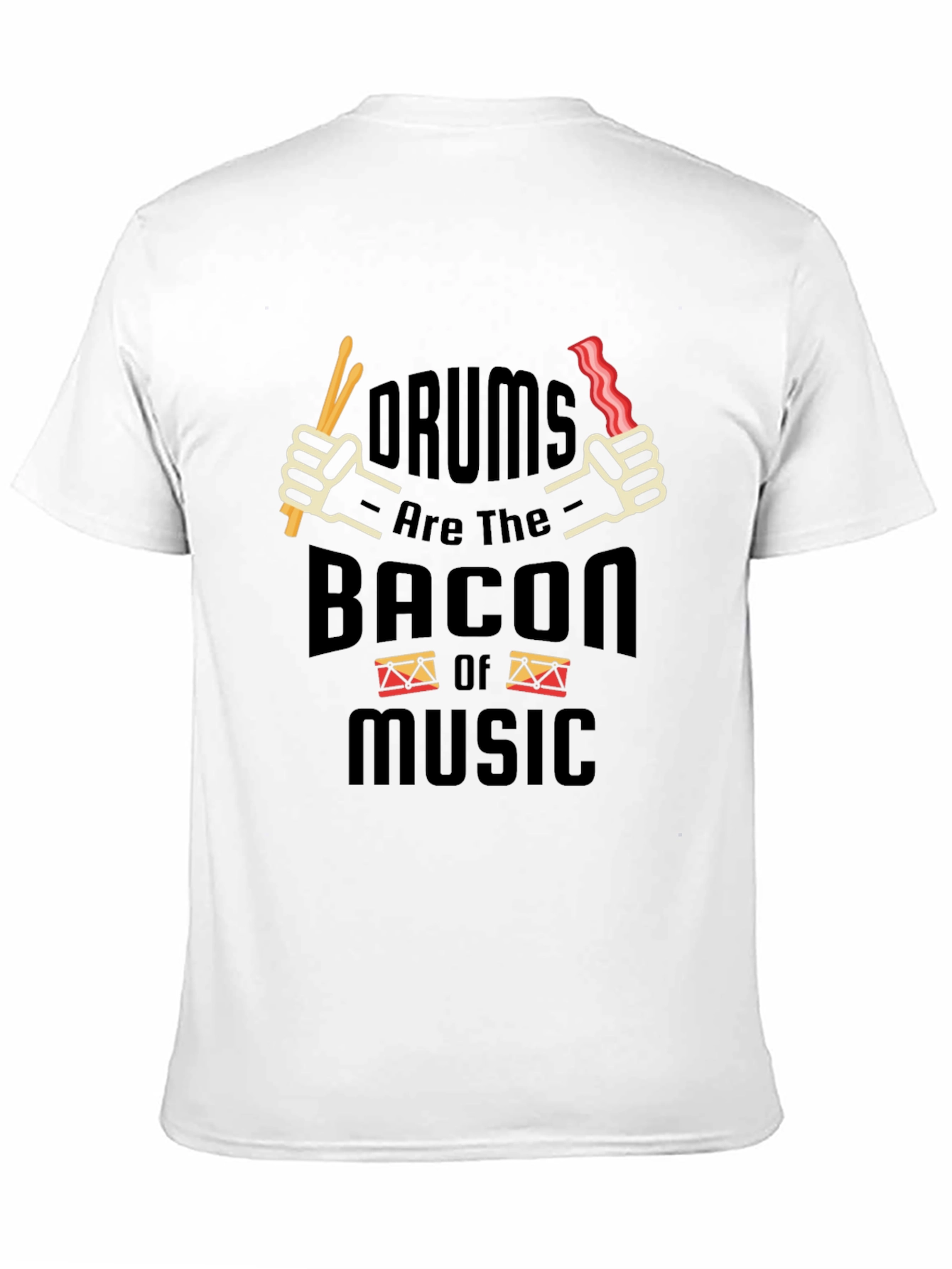 Drums Bacon Music T-Shirt Funny Musician Tee