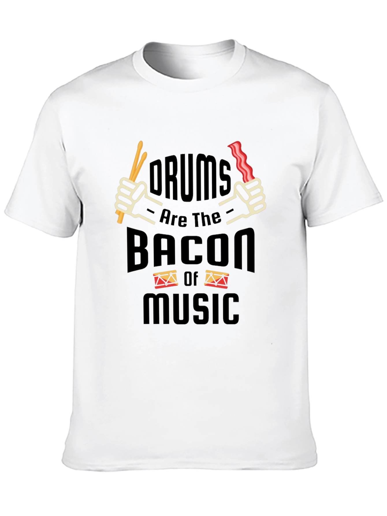 Drums Bacon Music T-Shirt Funny Musician Tee