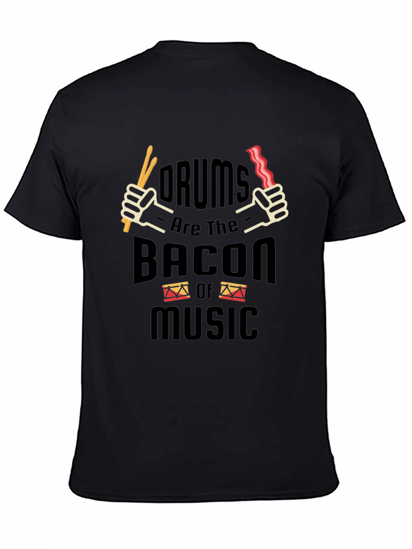Drums Bacon Music T-Shirt Funny Musician Tee