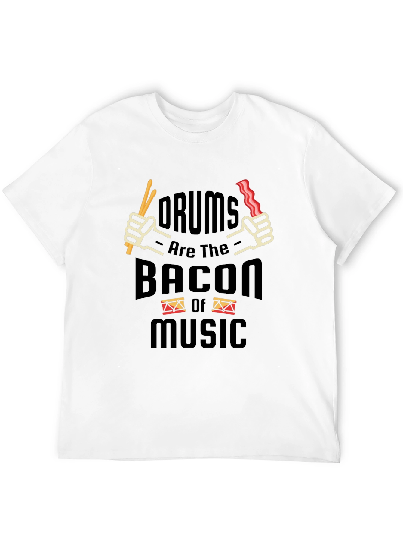 Drums Bacon Music T-Shirt Funny Musician Tee