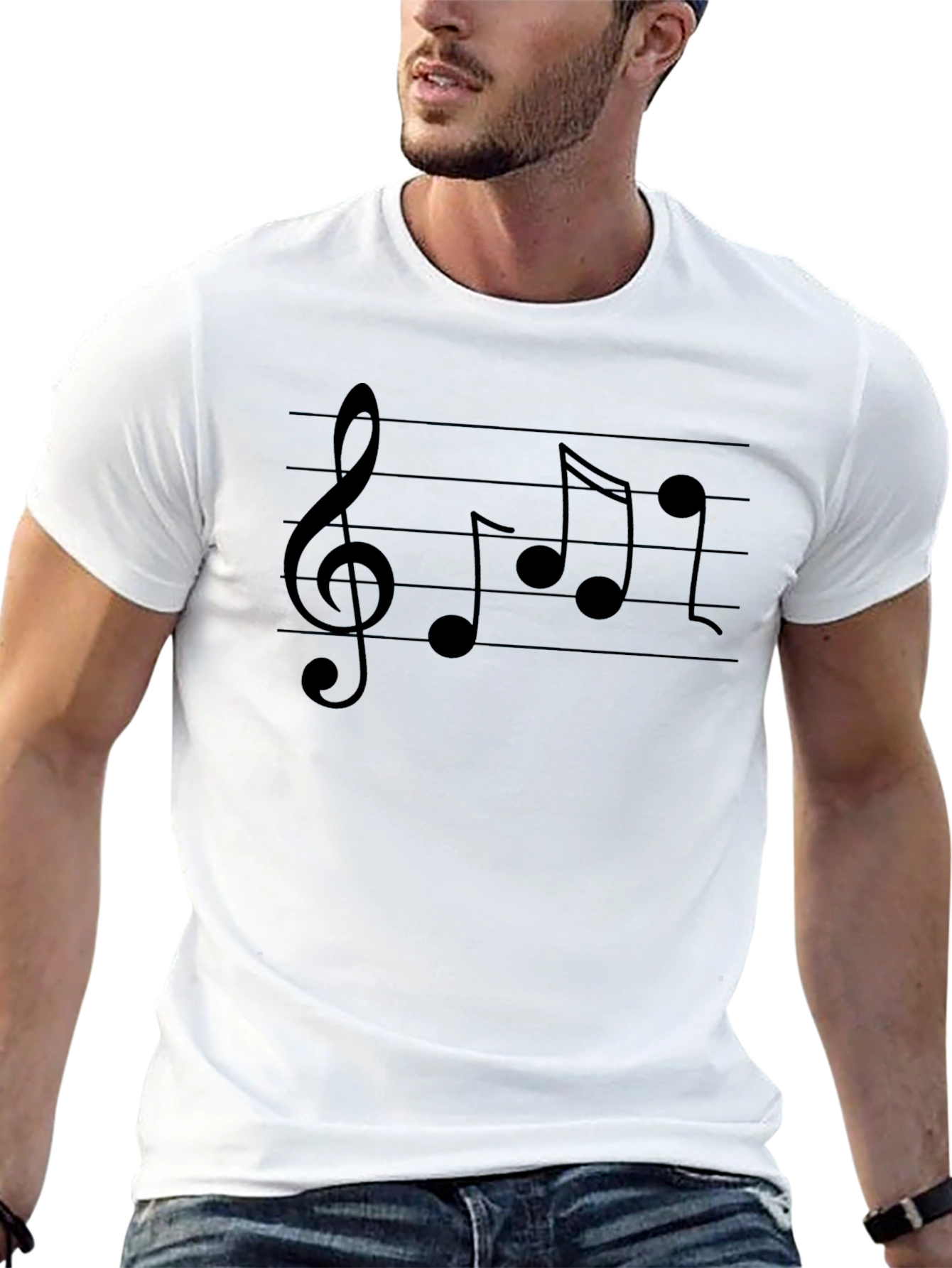 Musical Notes Graphic Tee - Classic Black T-Shirt