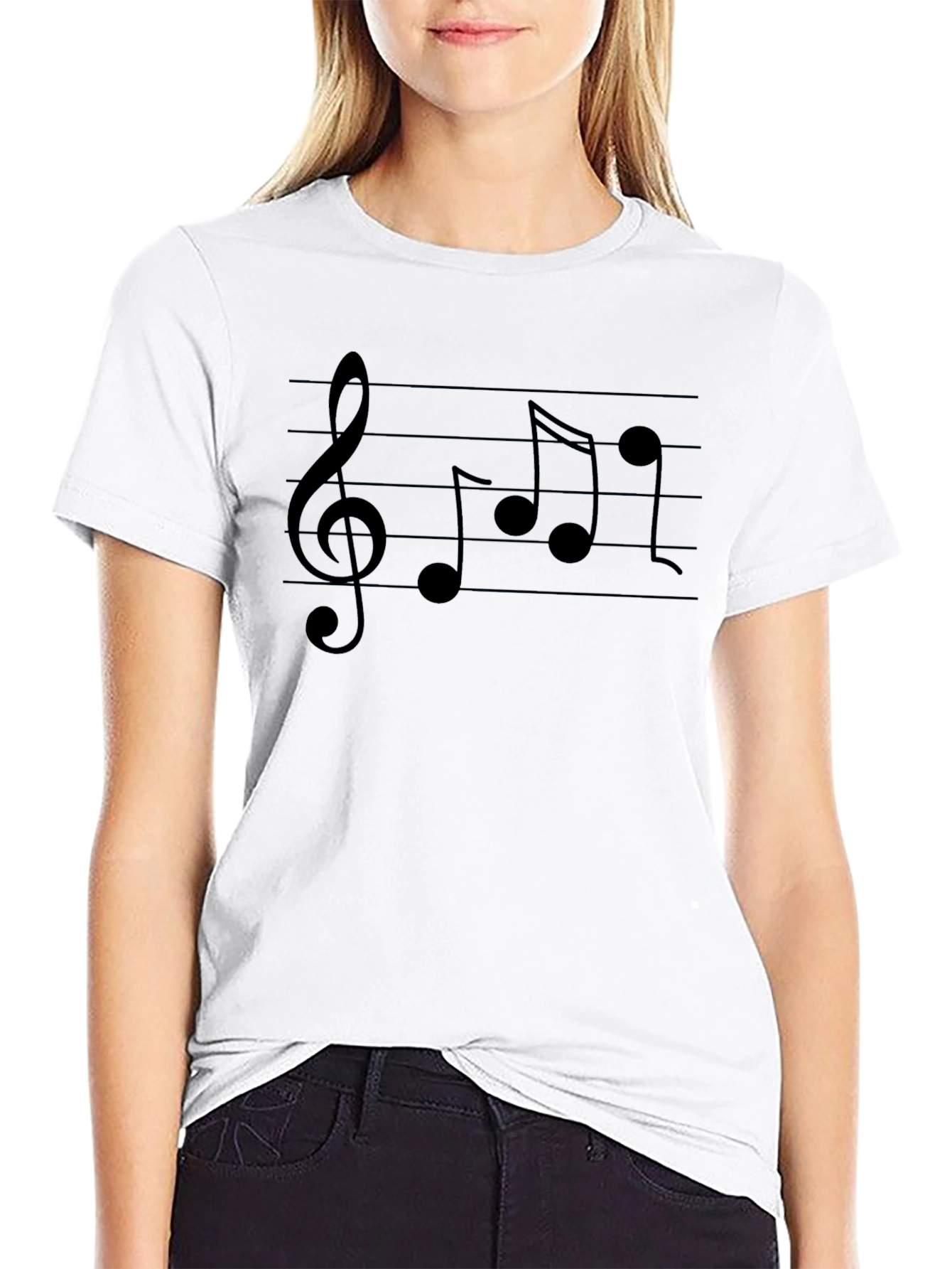 Musical Notes Graphic Tee - Classic Black T-Shirt