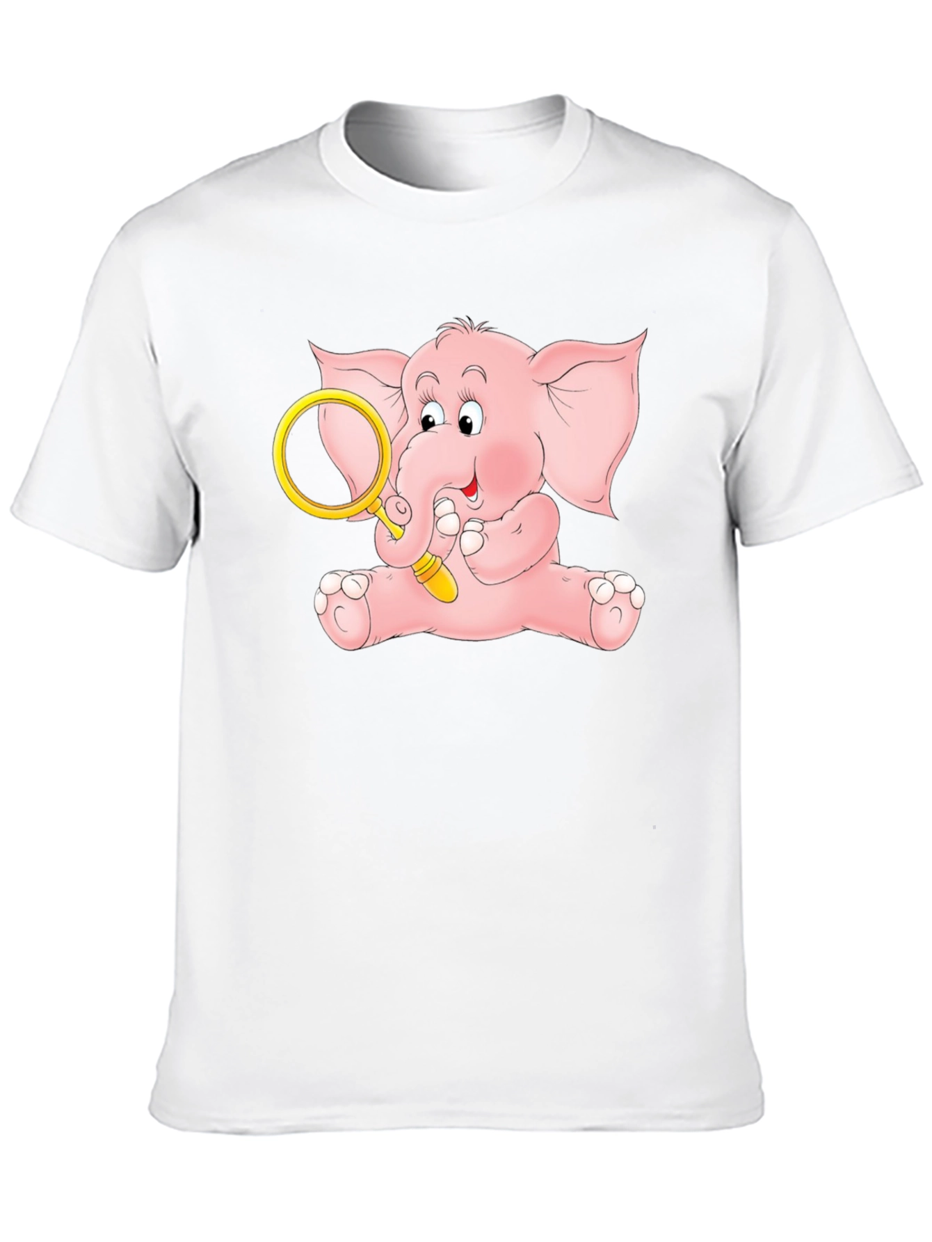 Cute Elephant Graphic Tee - Black Cotton Shirt