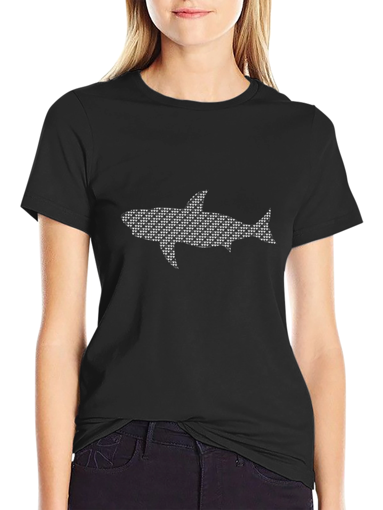 Shark Graphic Tee - Black Cotton Mens T-Shirt