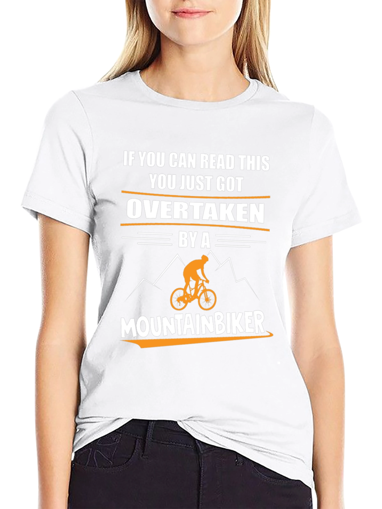 Funny Mountain Biker Graphic Tee - Overtaken
