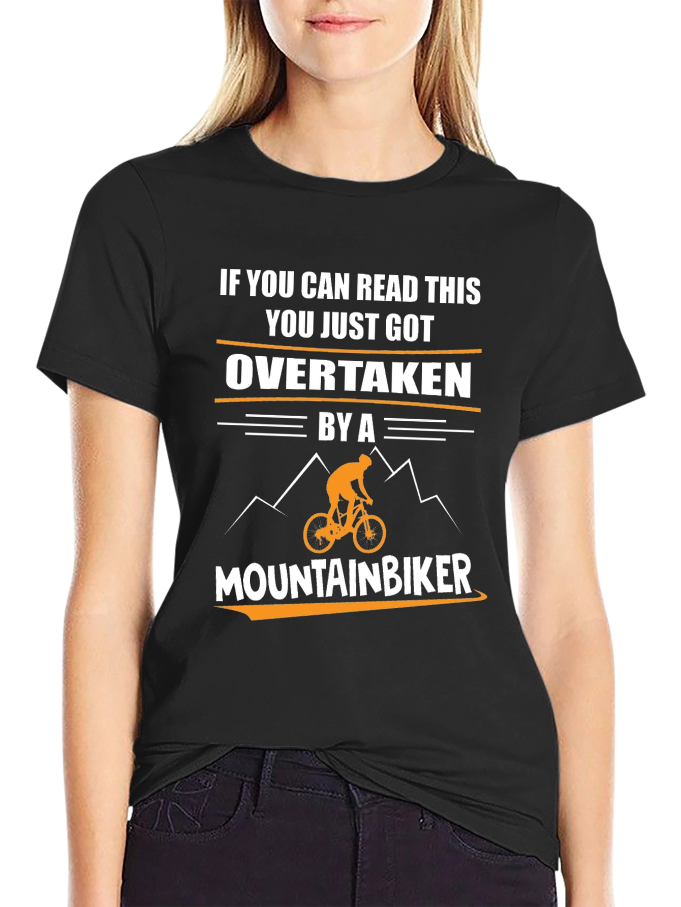 Funny Mountain Biker Graphic Tee - Overtaken