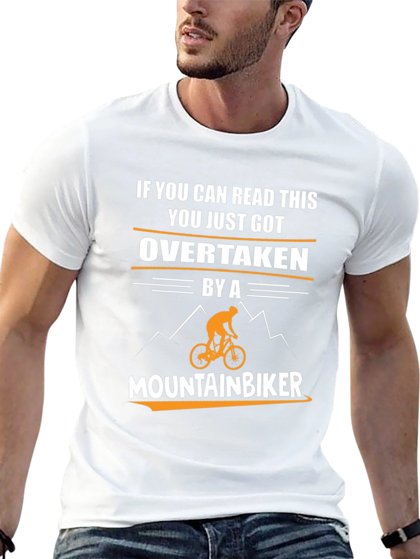 Funny Mountain Biker Graphic Tee - Overtaken