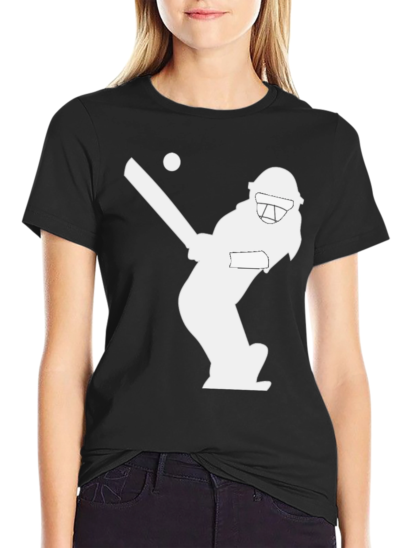 Cricket Player Graphic T-Shirt - Stylish Black Tee
