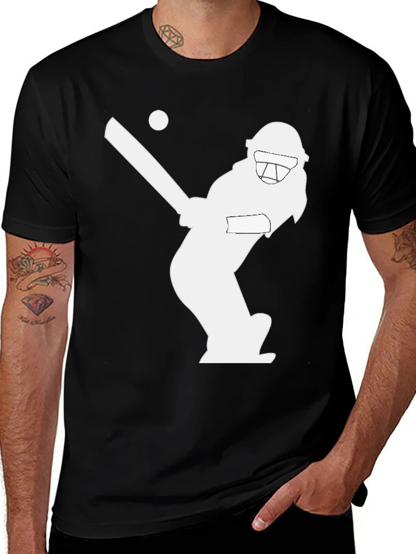 Cricket Player Graphic T-Shirt - Stylish Black Tee