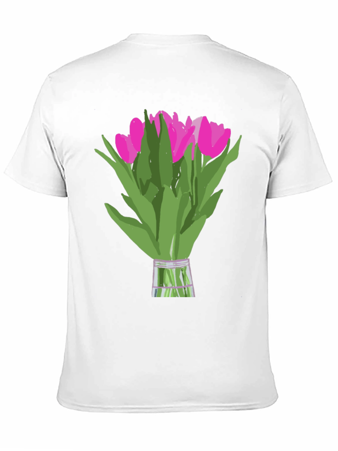 Floral Graphic Tee - Pink Tulips on Black