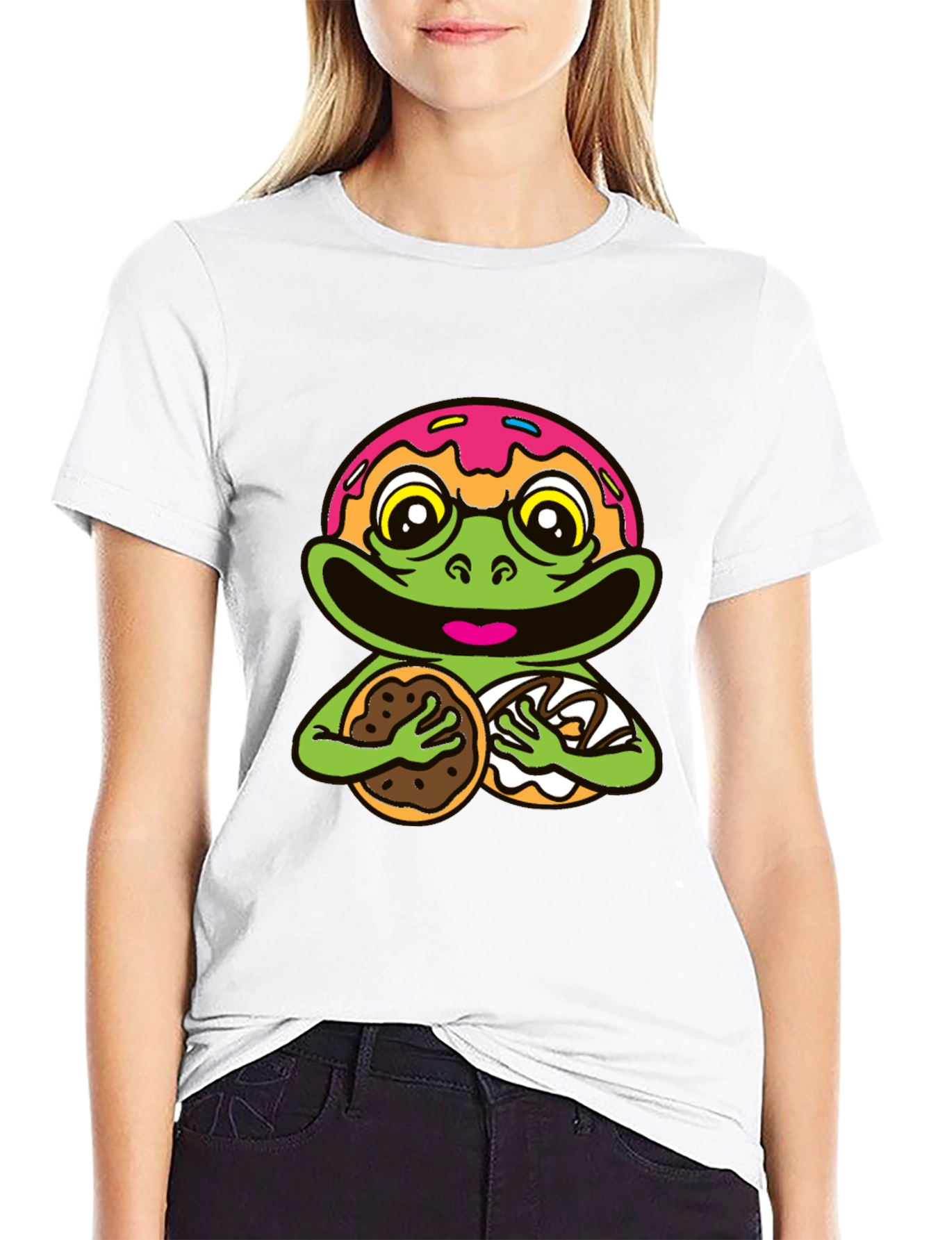 Frog Donut Cookie Funny T-Shirt