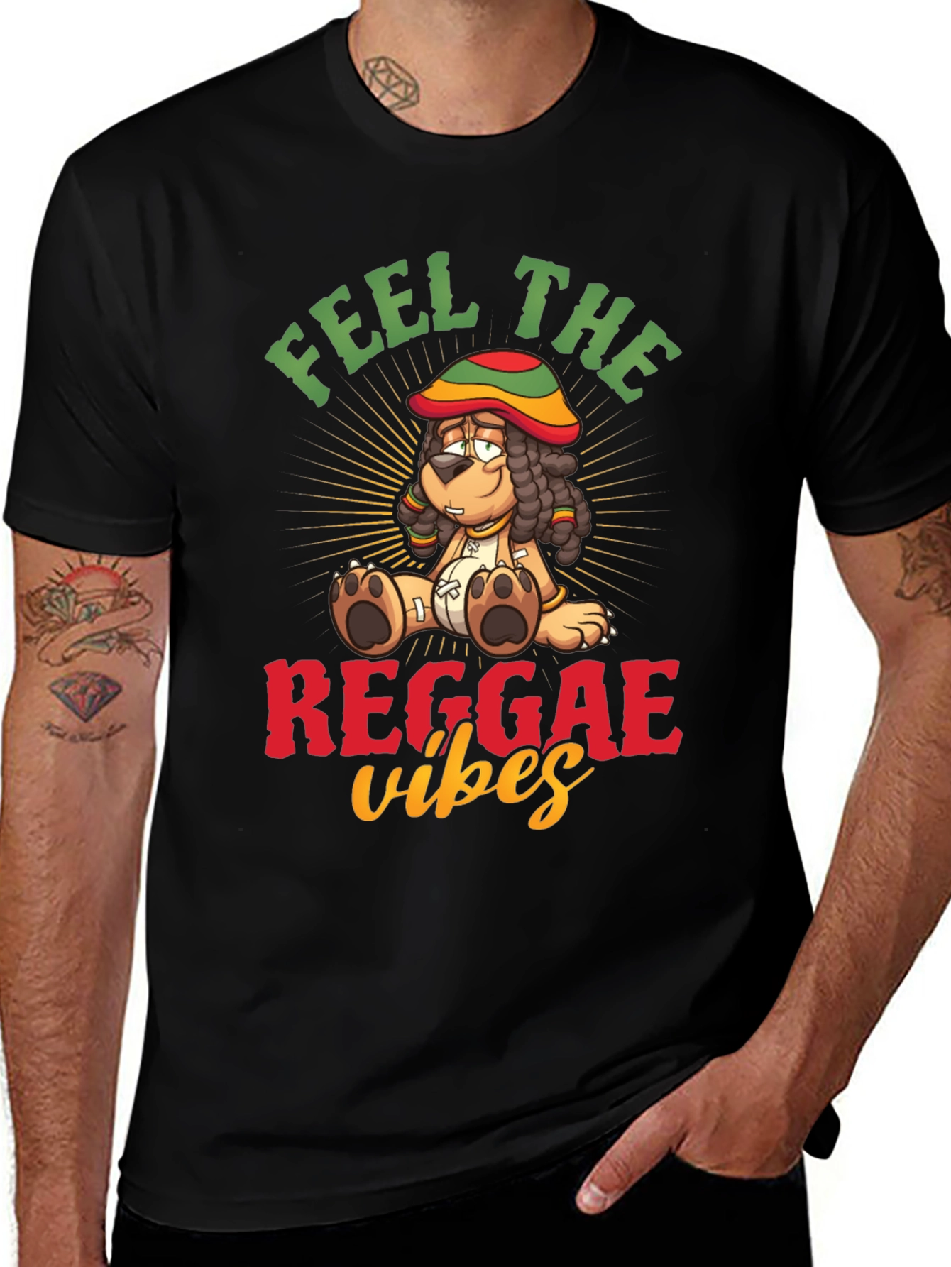 Feel the Reggae Vibes Black Graphic Tee