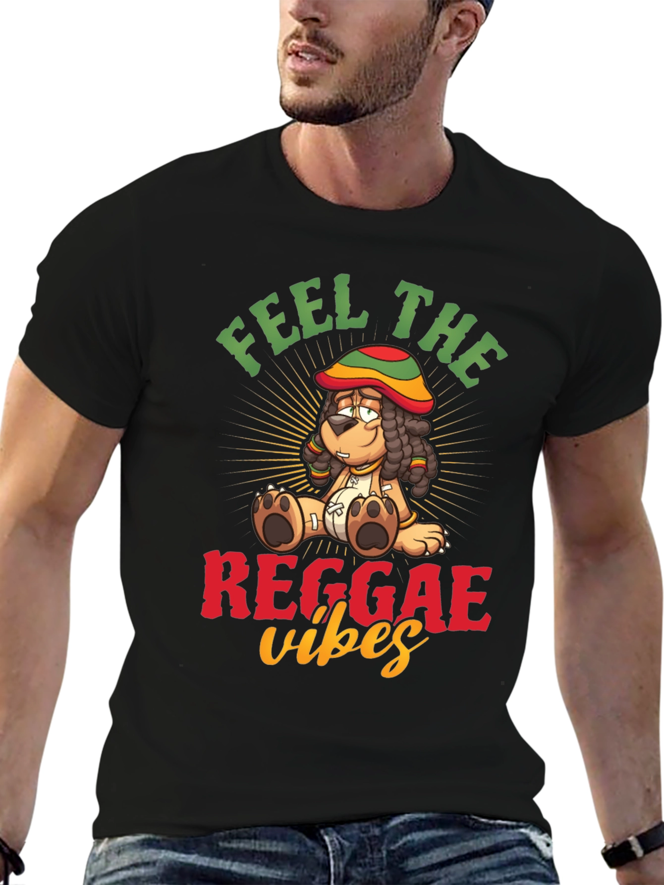 Feel the Reggae Vibes Black Graphic Tee