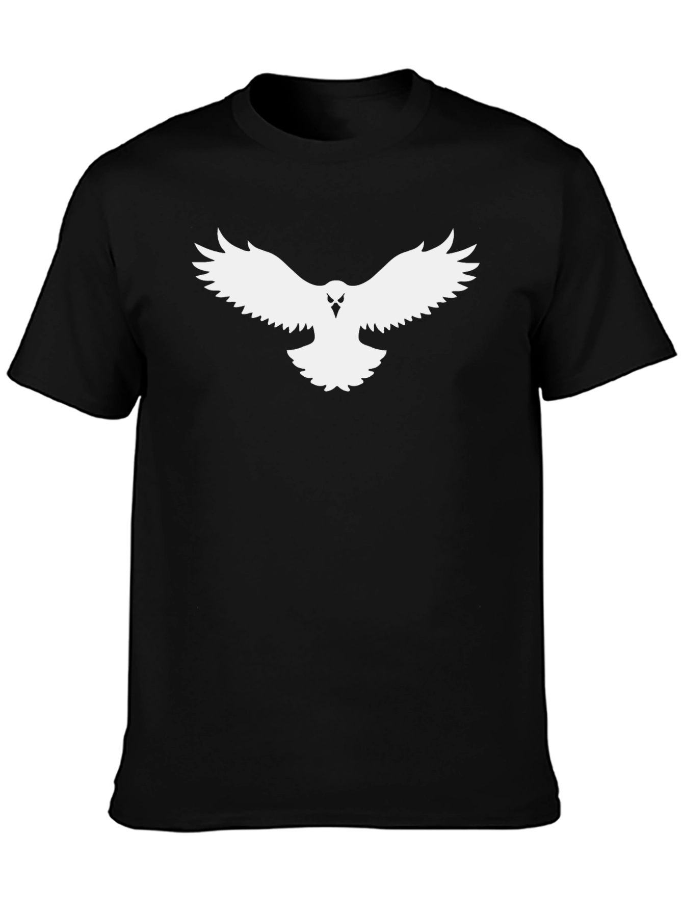 Black T-Shirt with White Bird Graphic