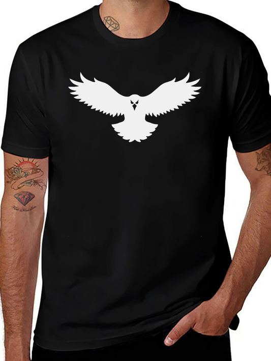 Black T-Shirt with White Bird Graphic